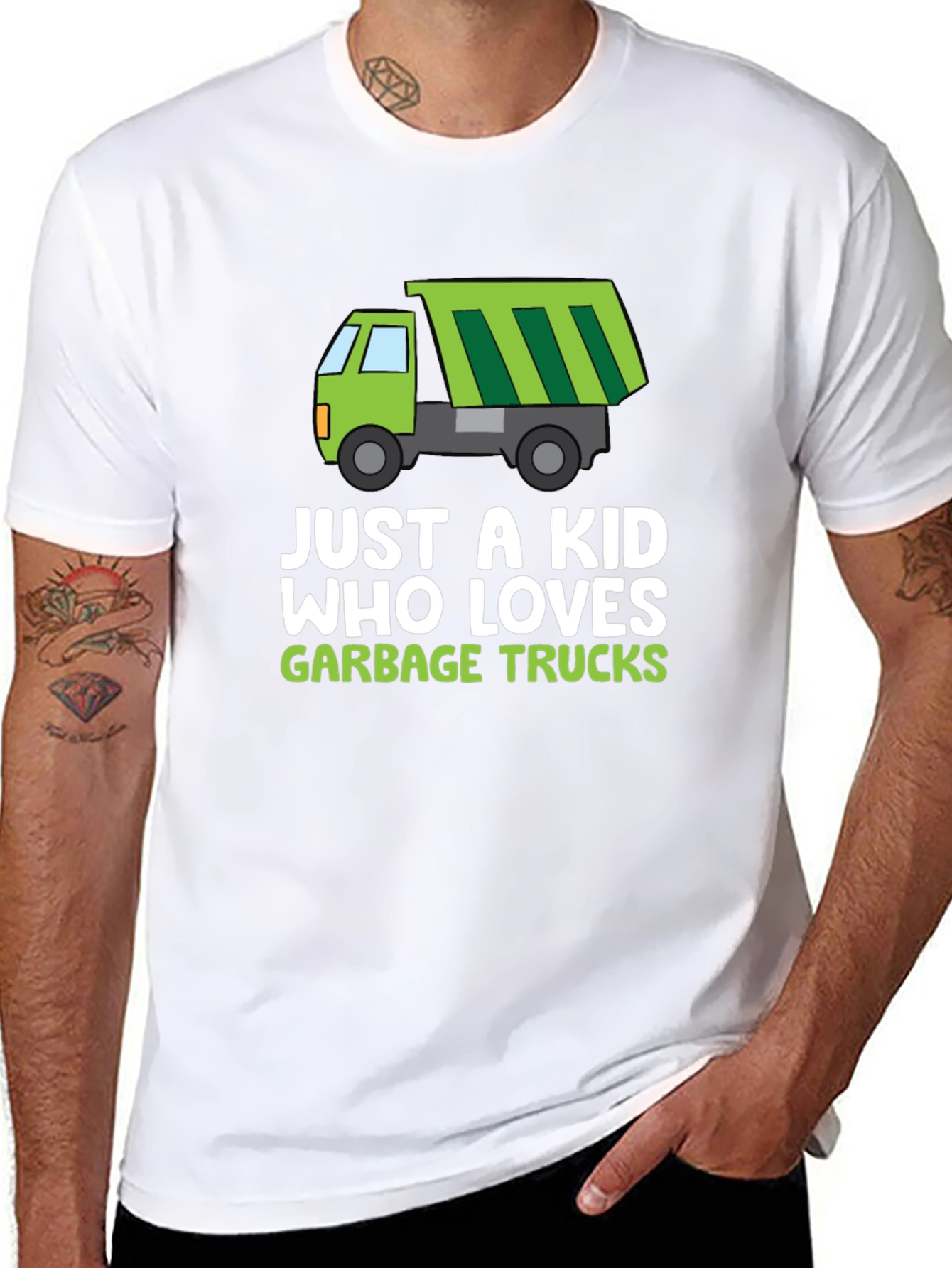 Black Just A Kid Who Loves Garbage Trucks T-Shirt view 8