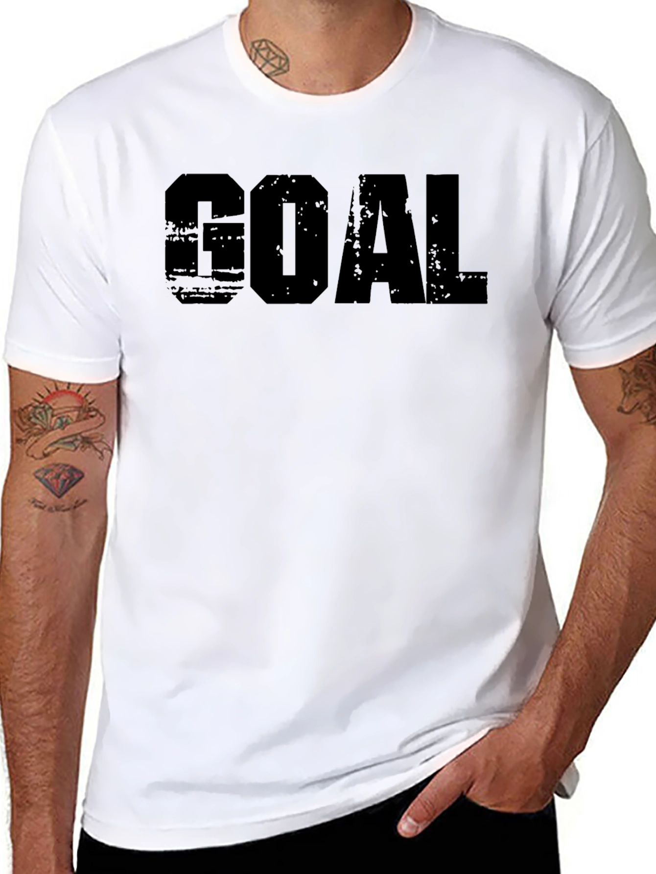 Black Men's GOAL Black Graphic T-Shirt view 8
