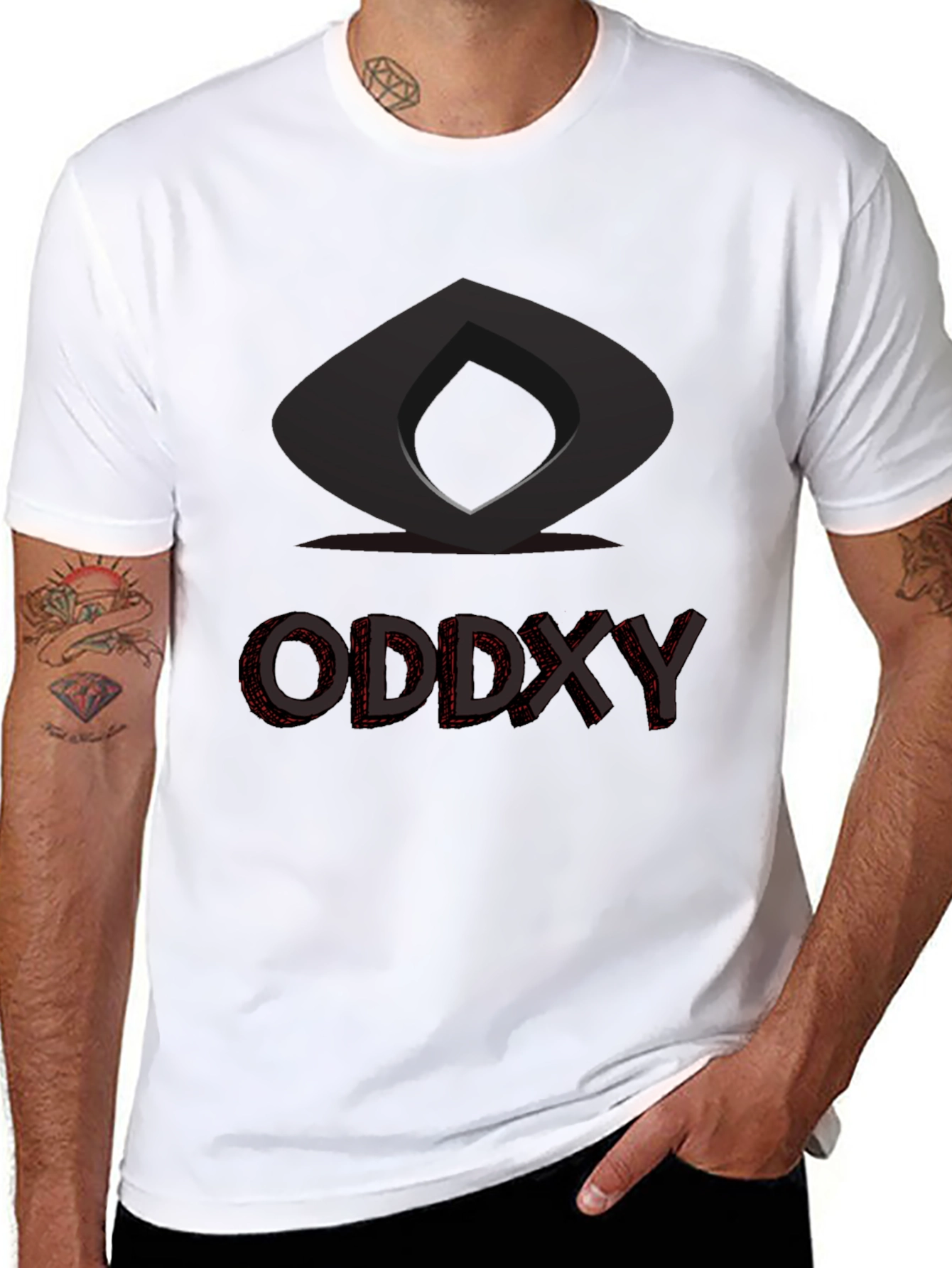 Black Modern Graphic T-Shirt - Oddxy Design Black Tee view 8