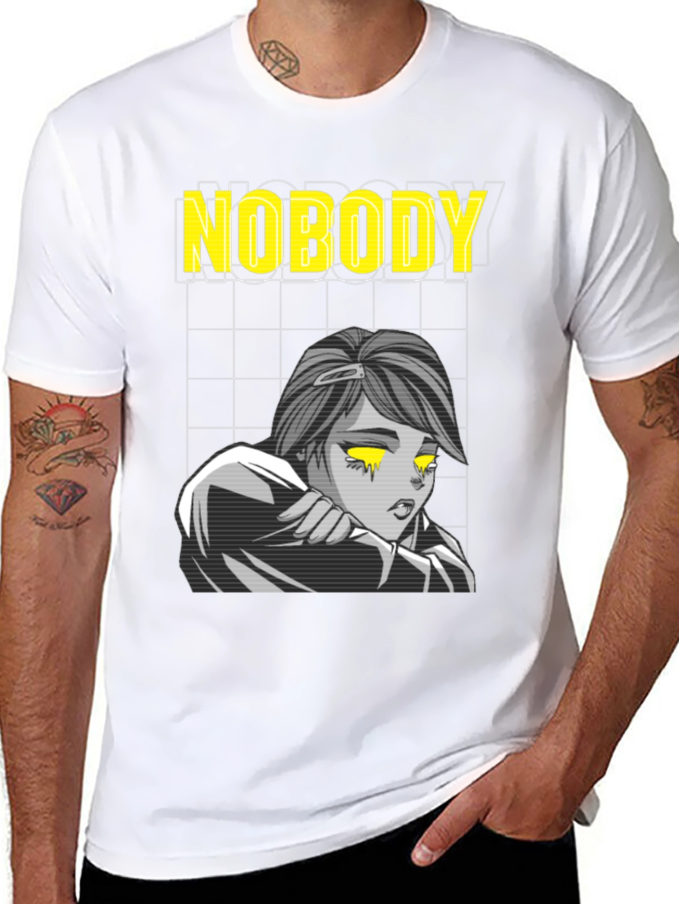 Nobody Anime Graphic T-Shirt Black - 8