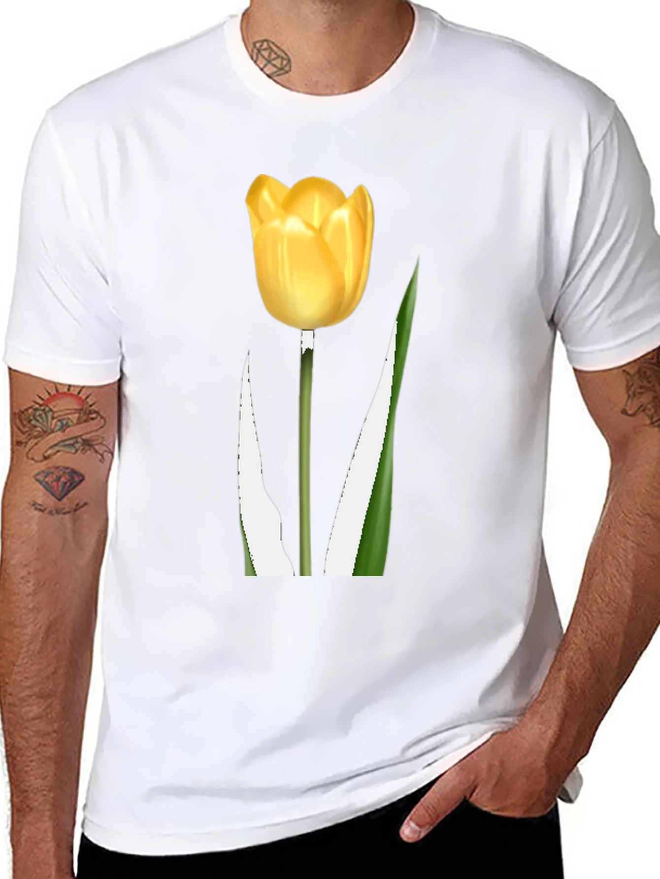 Black Tulip Graphic Tee - Black Cotton Blend view 8
