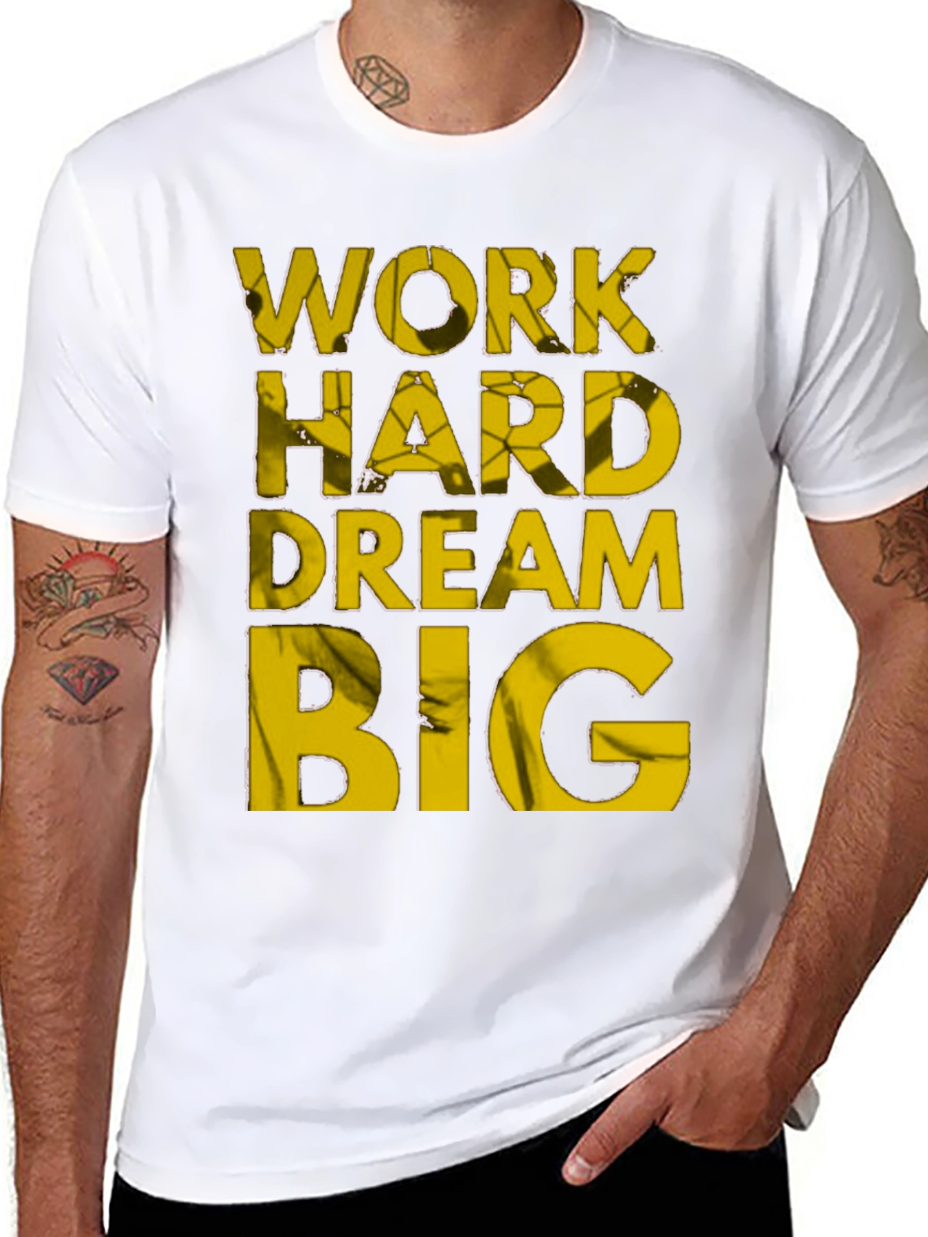 Black Motivational Work Hard Dream Big T-Shirt view 8