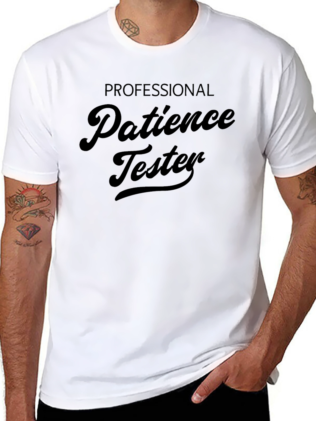 Black Patience Tester Graphic Tee - Humorous Novelty Shirt view 8