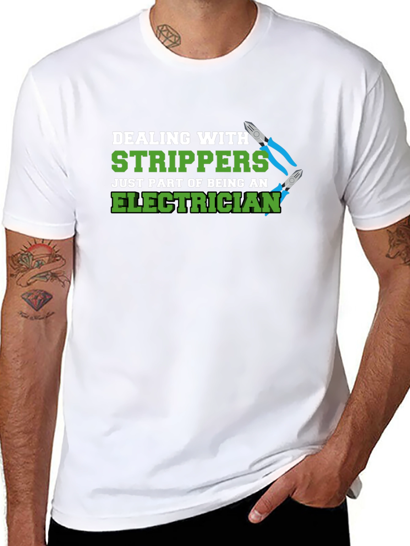 Black Electrician Stripper Humor Graphic T-Shirt view 8