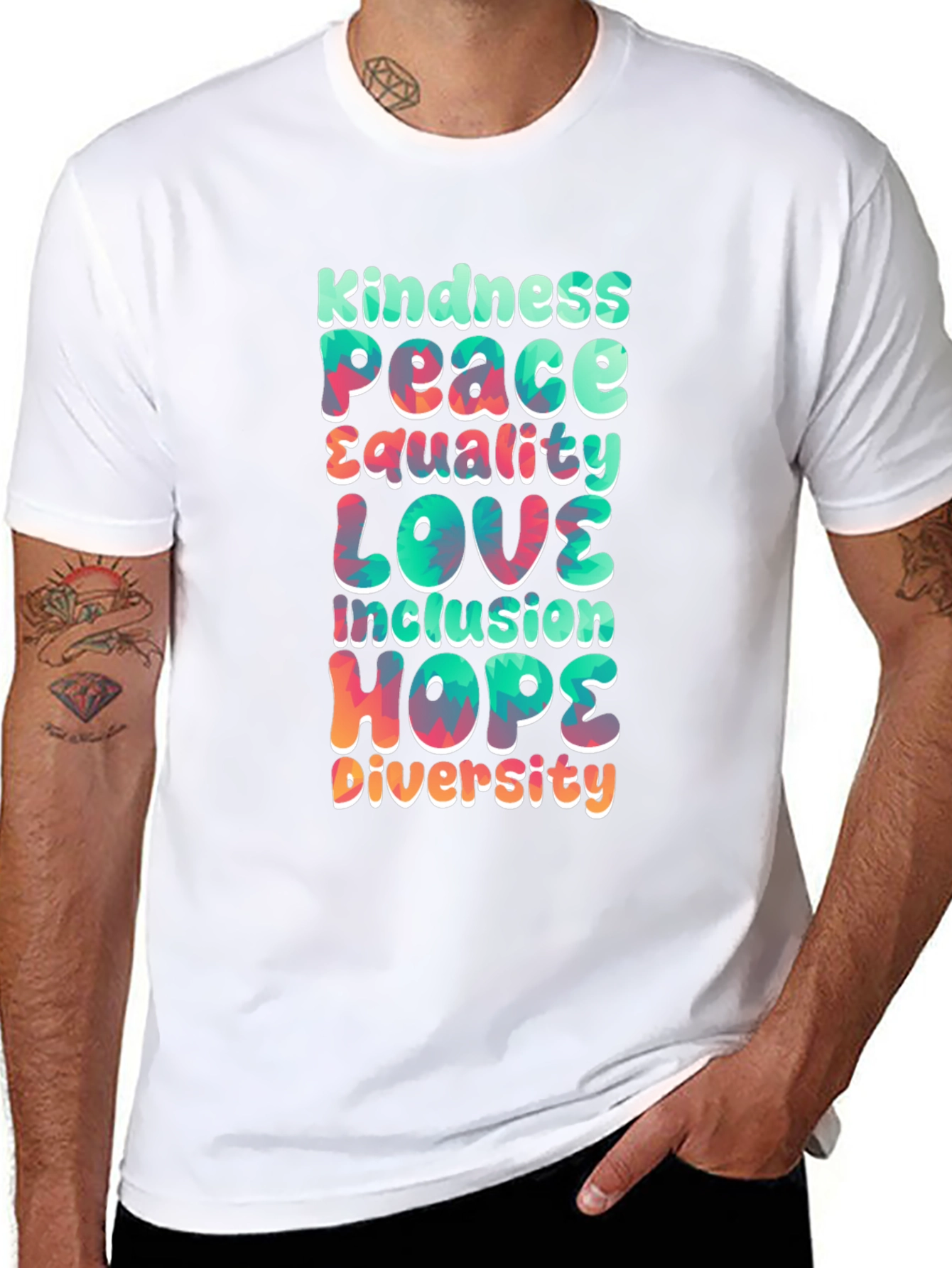 Black Kindness Peace Love Equality T-Shirt view 8