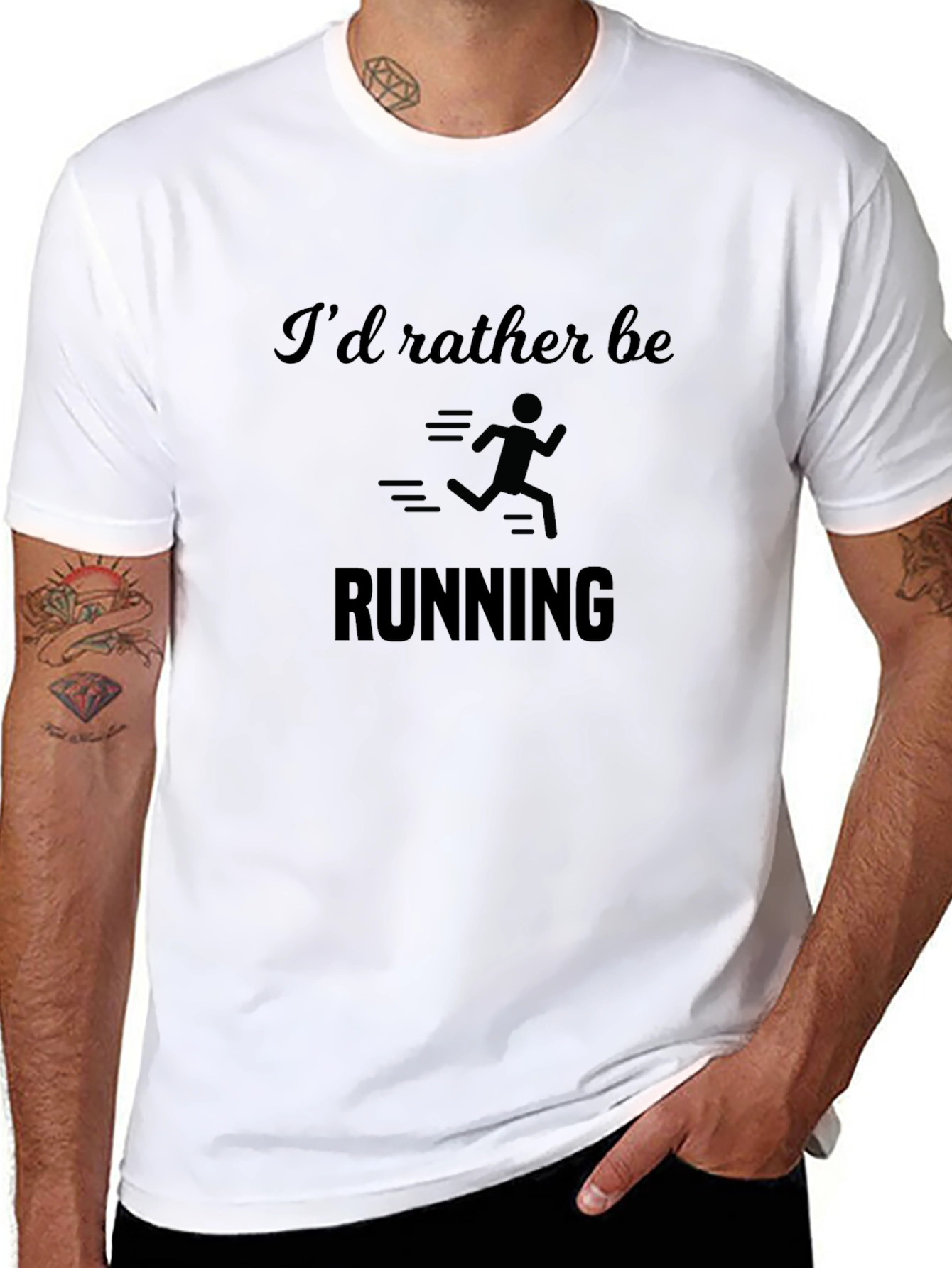 Black I'd Rather Be Running Black T-Shirt view 8