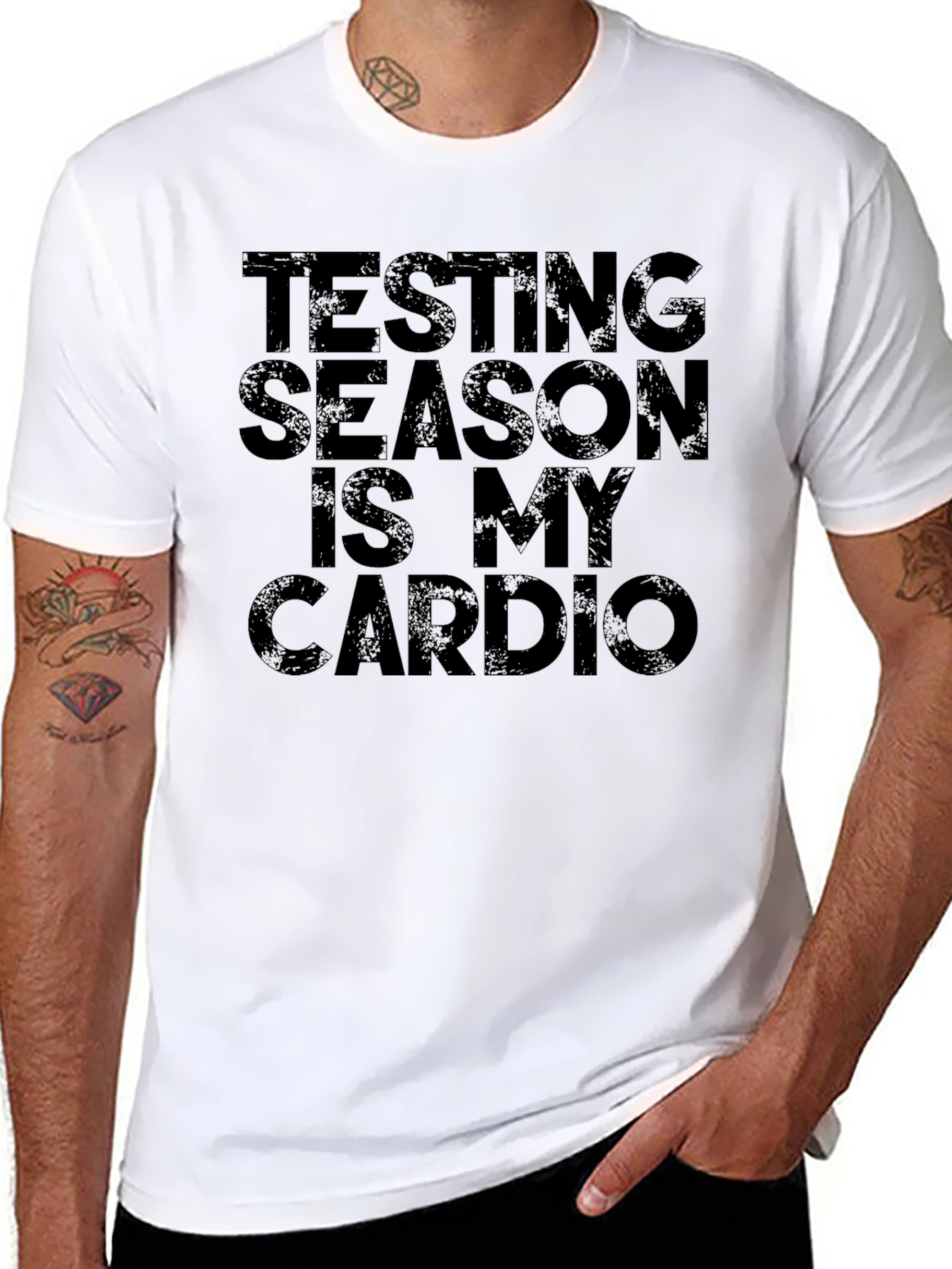 Black Testing Season Is My Cardio Black Graphic Tee view 8