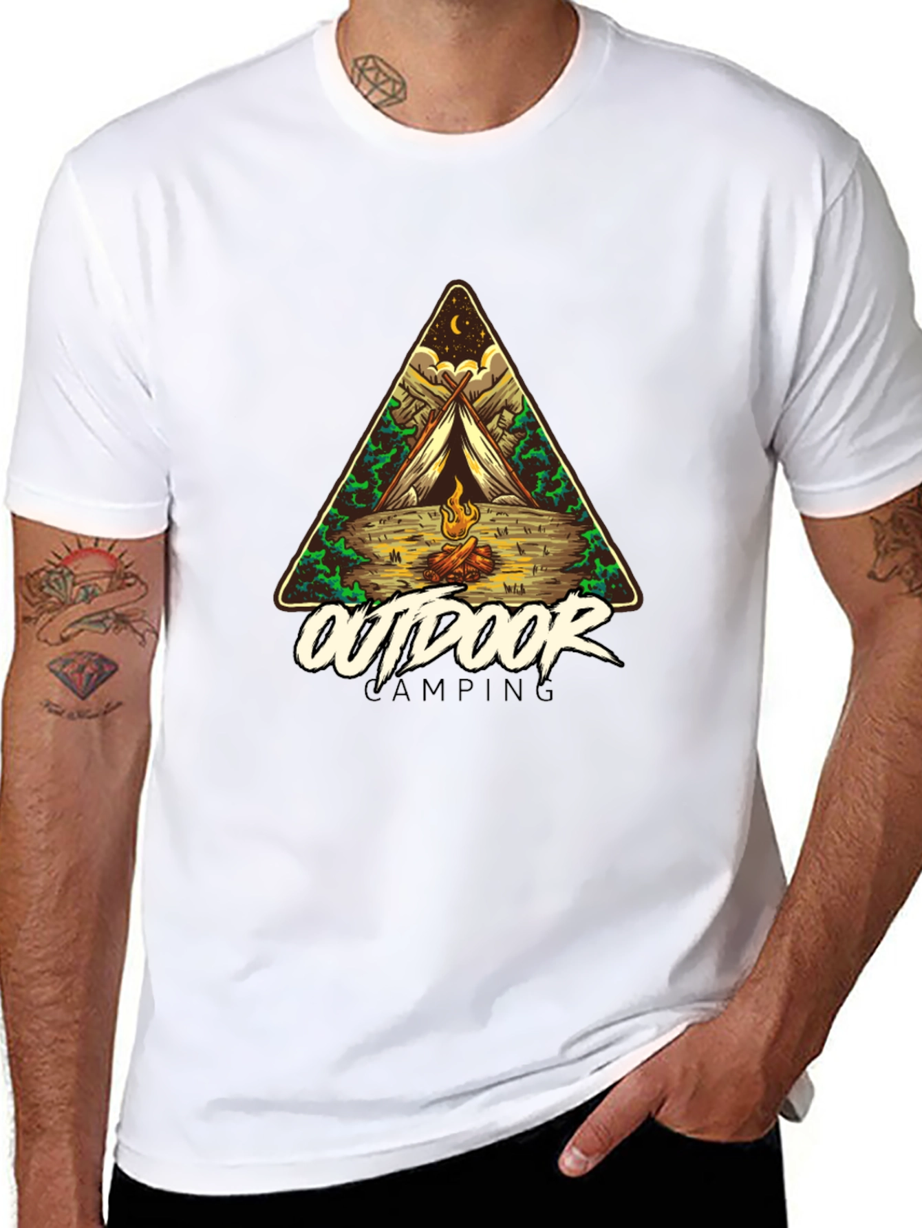 Black Outdoor Camping Graphic Tee - Adventure Awaits! view 8