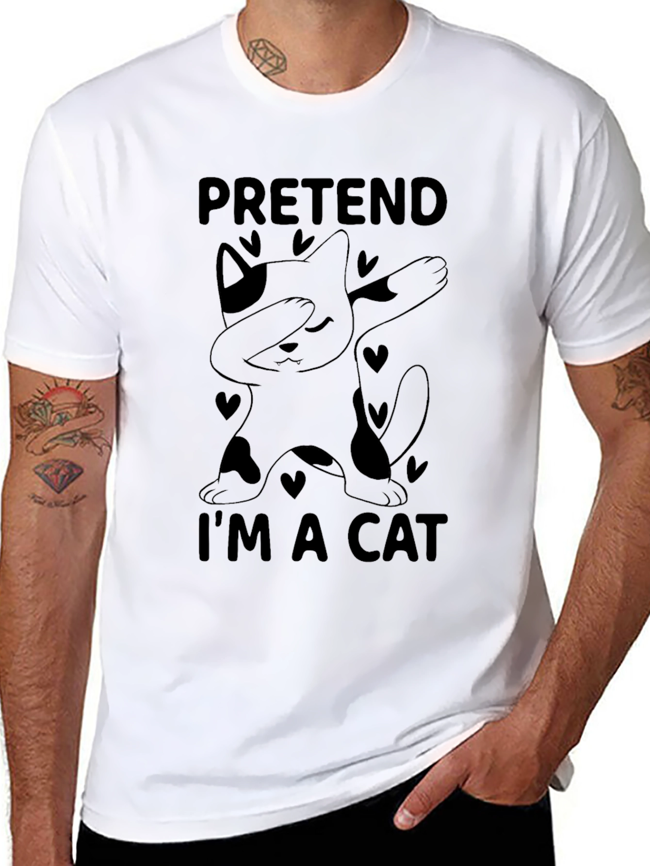 Black Pretend I'm A Cat T-Shirt Dab Dance view 8