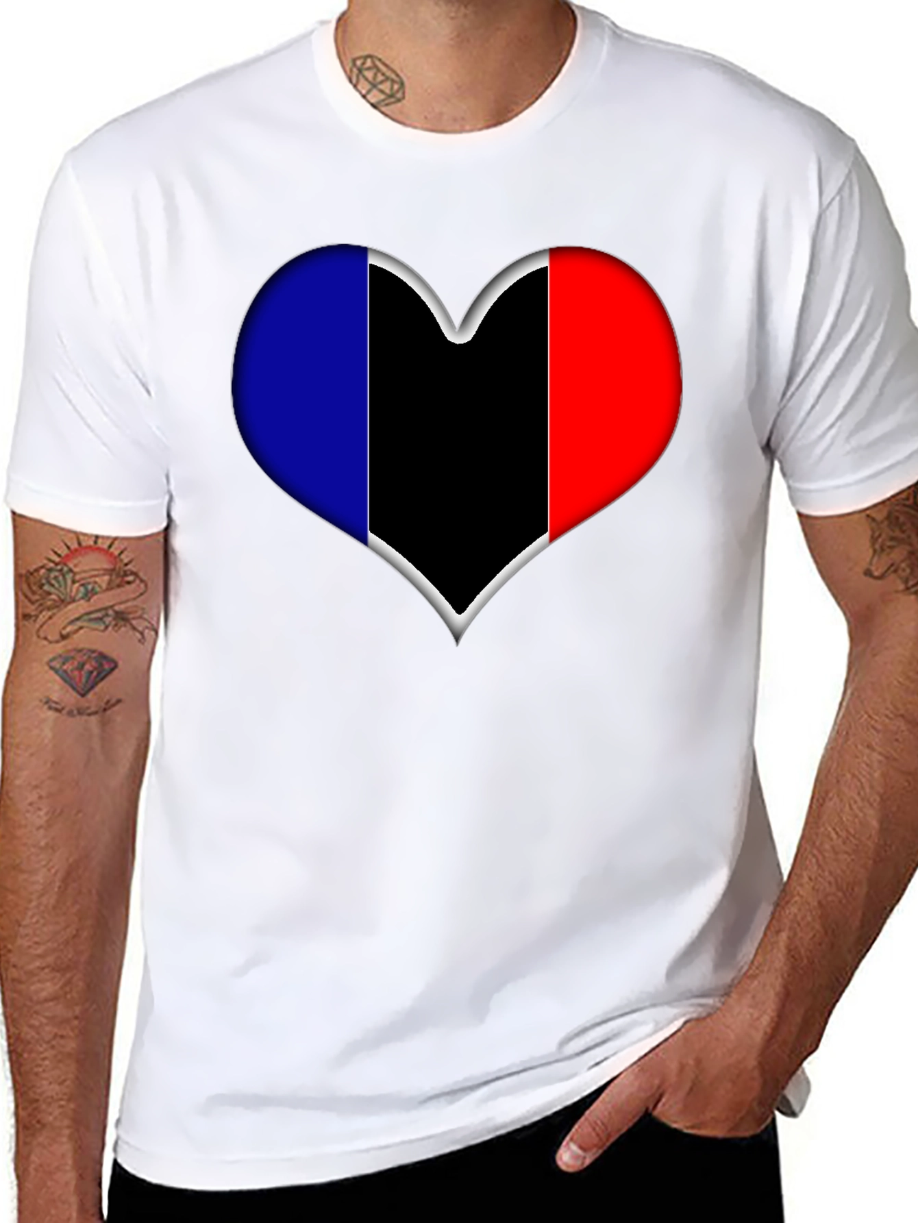 Black Heart Flag Graphic Tee - Stylish Black T-Shirt view 8