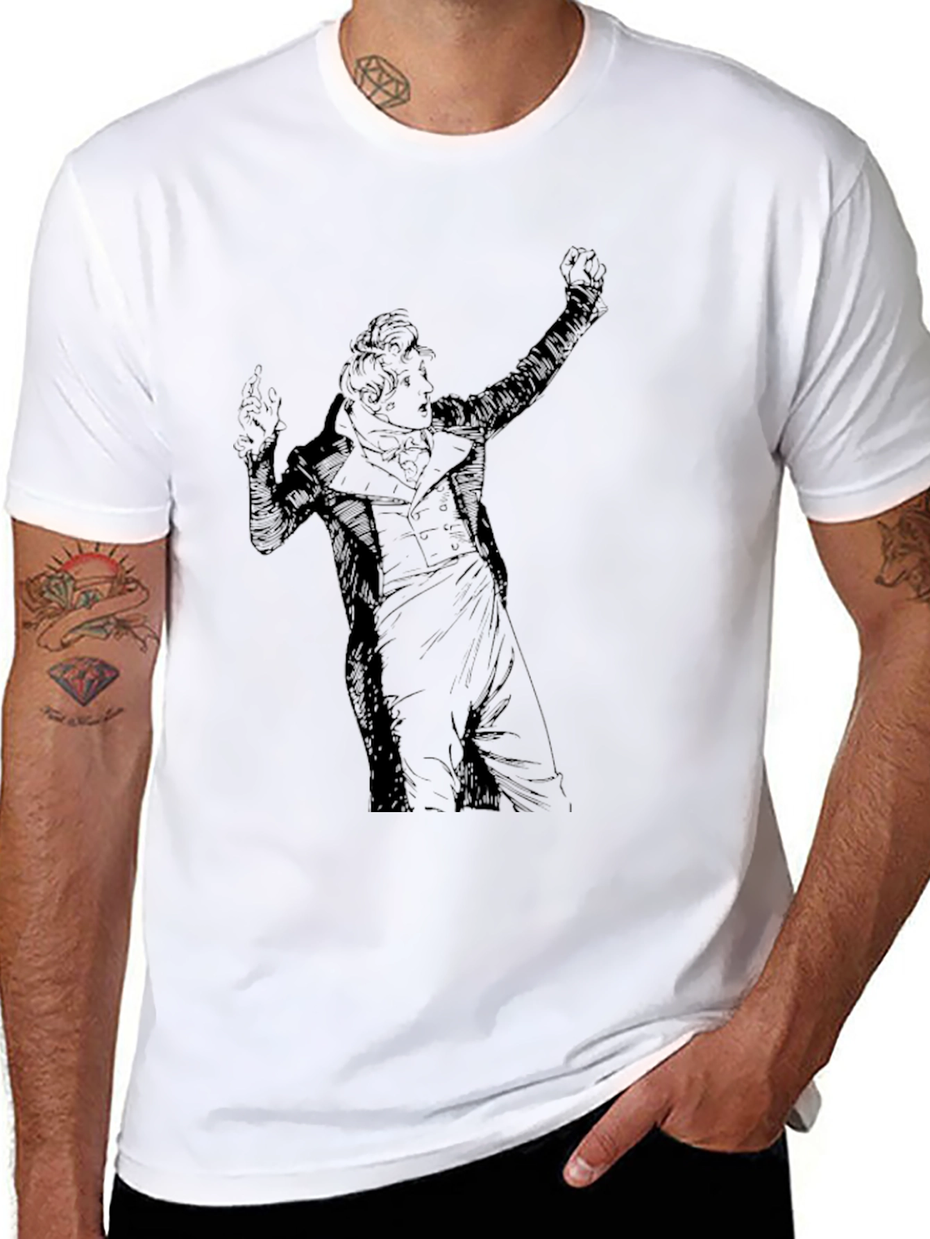 Black Sketch Art Black T-Shirt view 8