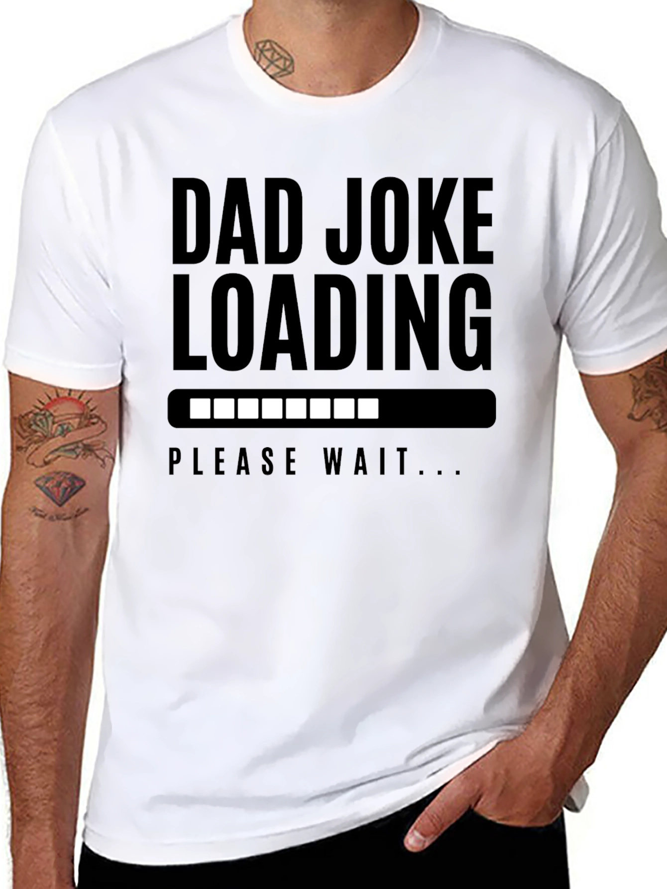 Black Dad Joke Loading T-Shirt - Humorous Father's Day Tee view 8
