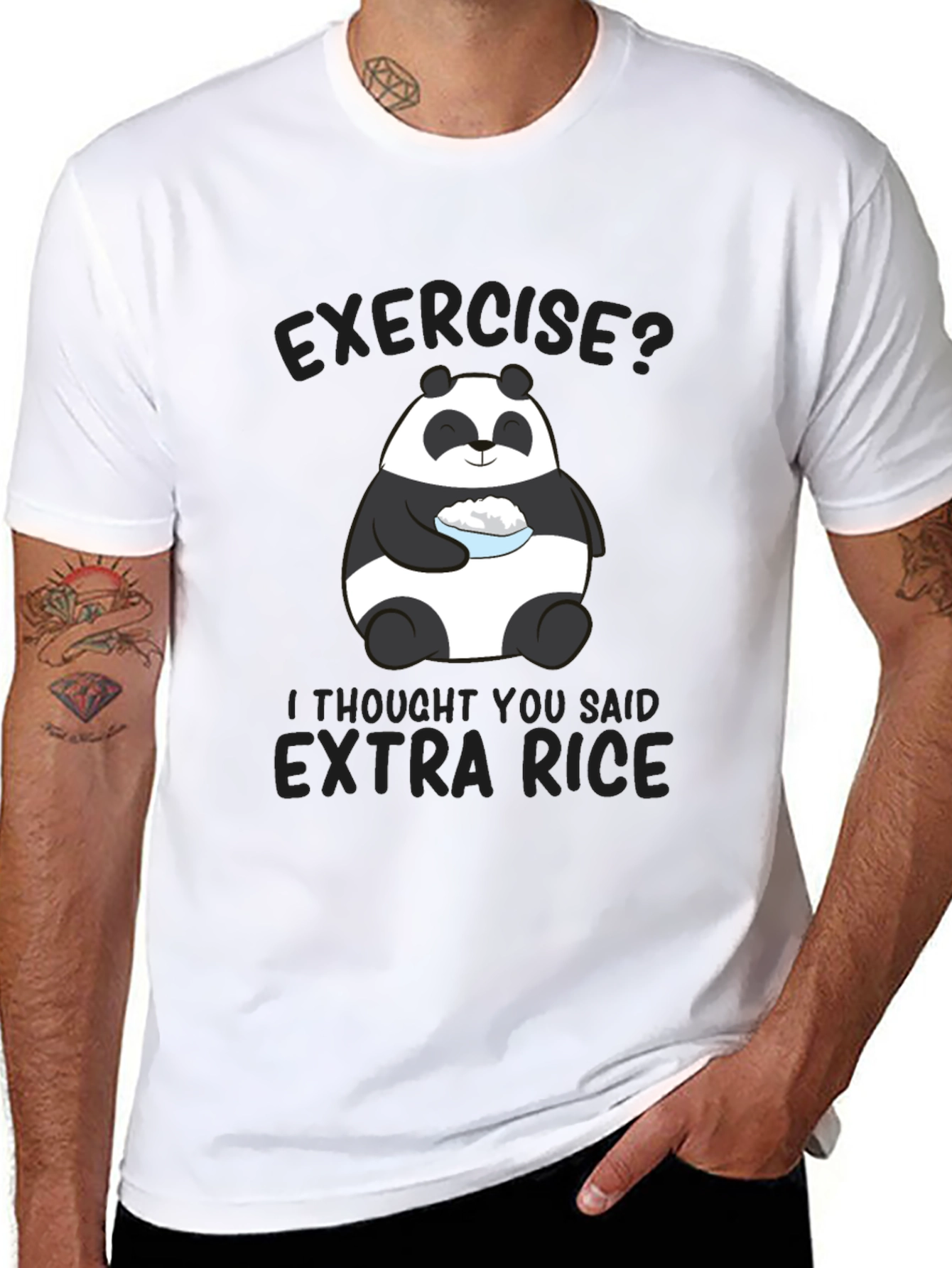 Black Exercise? Extra Rice Panda Graphic T-Shirt view 8