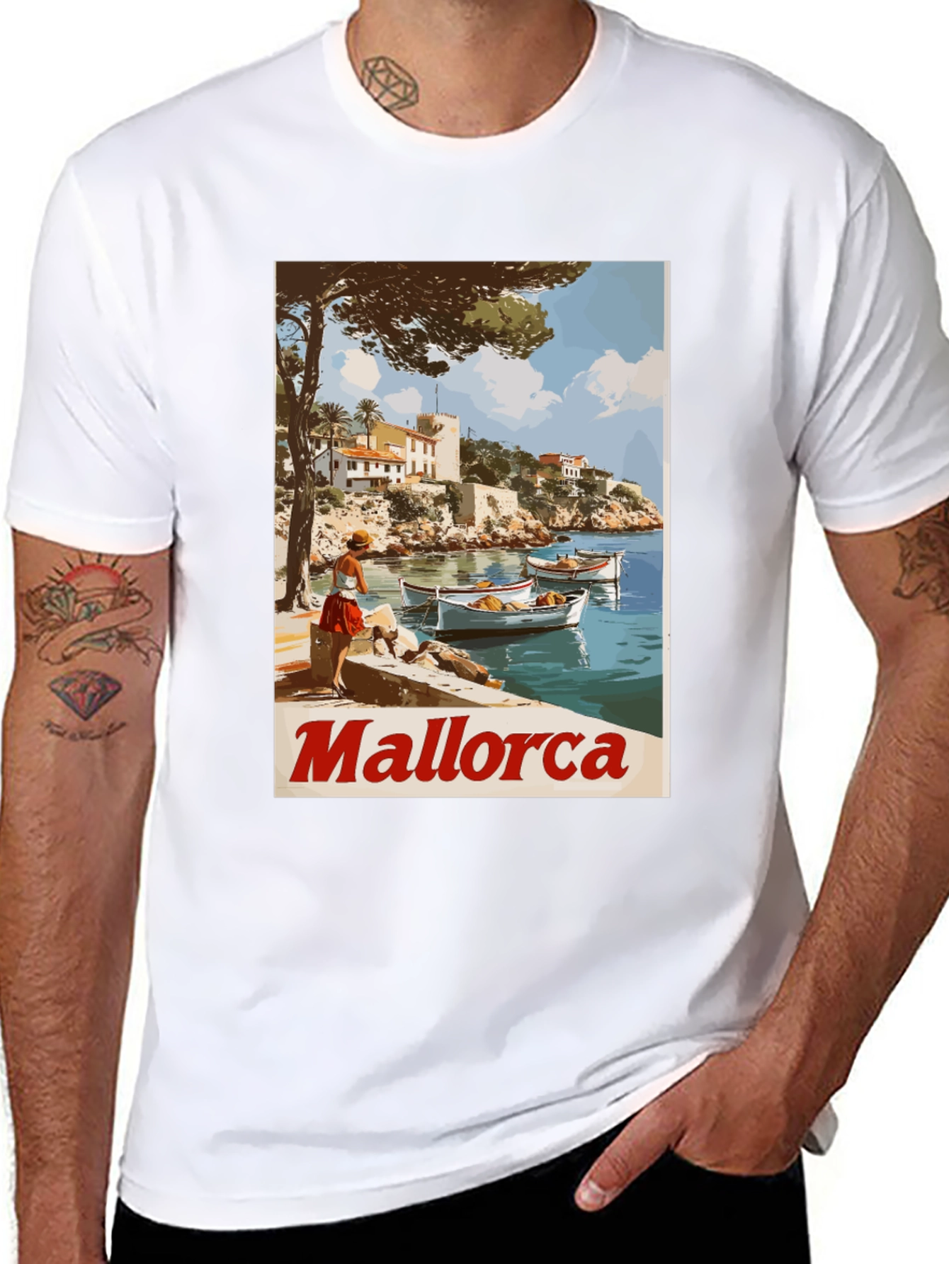 Black Mallorca Vintage Travel T-Shirt view 8