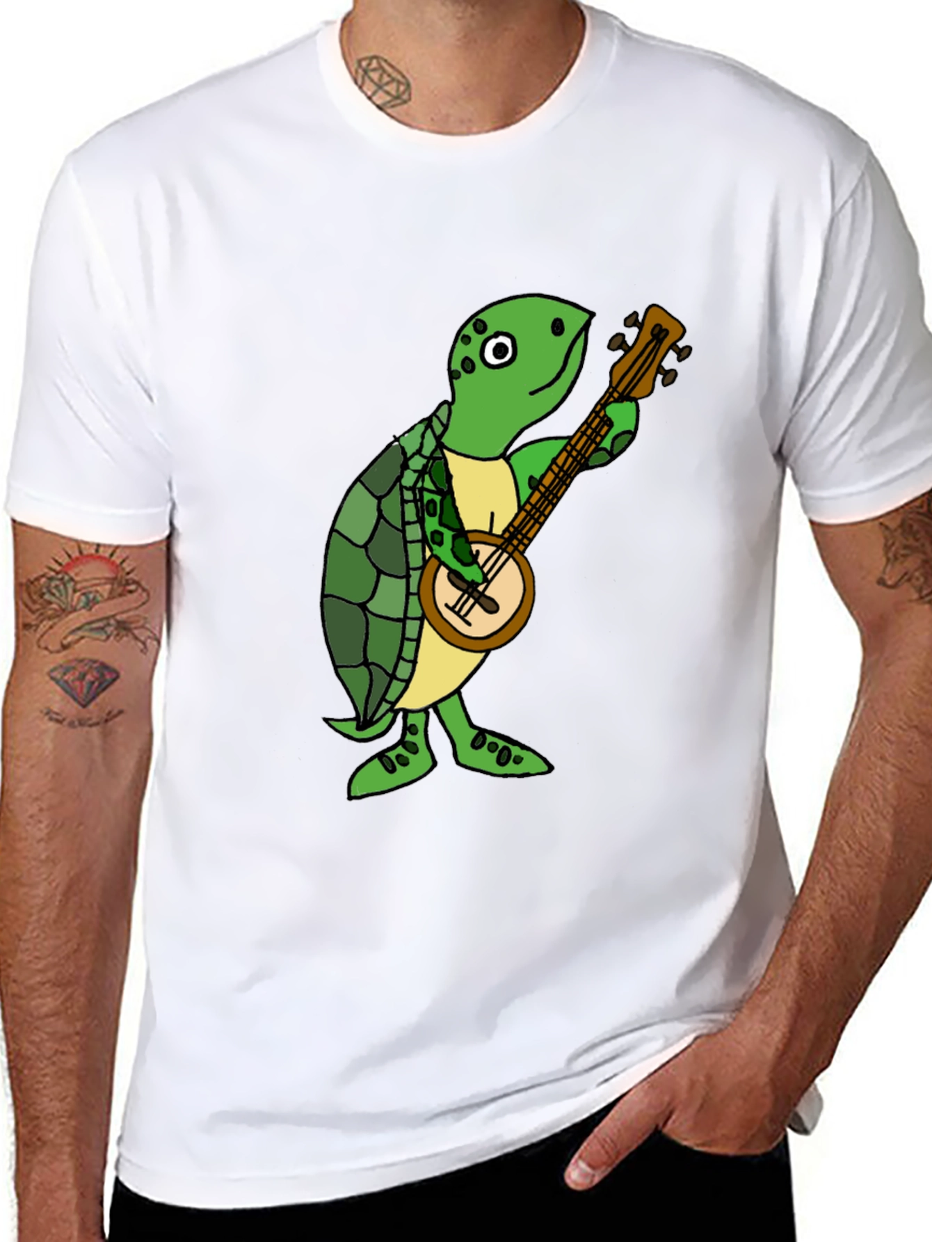Black Turtle Banjo Player T-Shirt view 8
