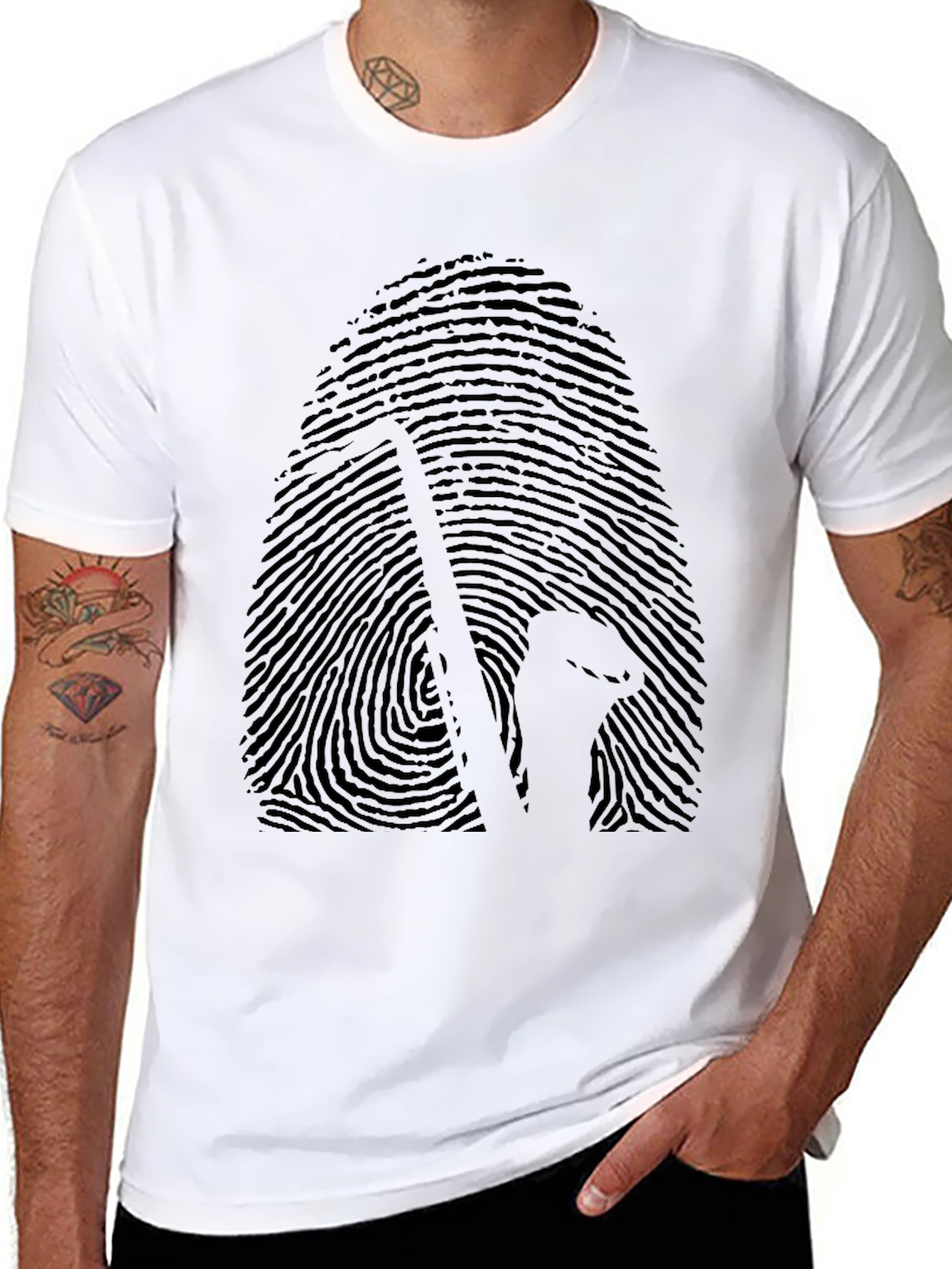 Black Saxophone Fingerprint Graphic T-Shirt view 8