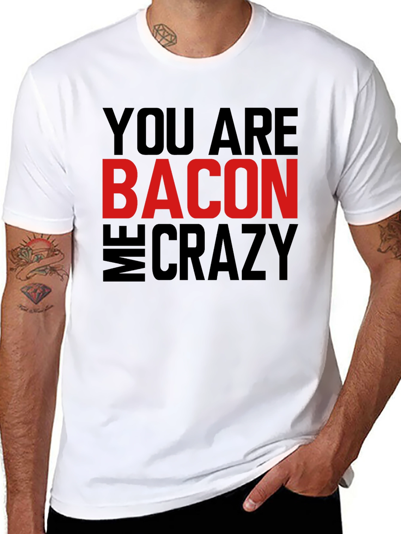 Black Bacon Makes Me Crazy Men's T-Shirt view 8