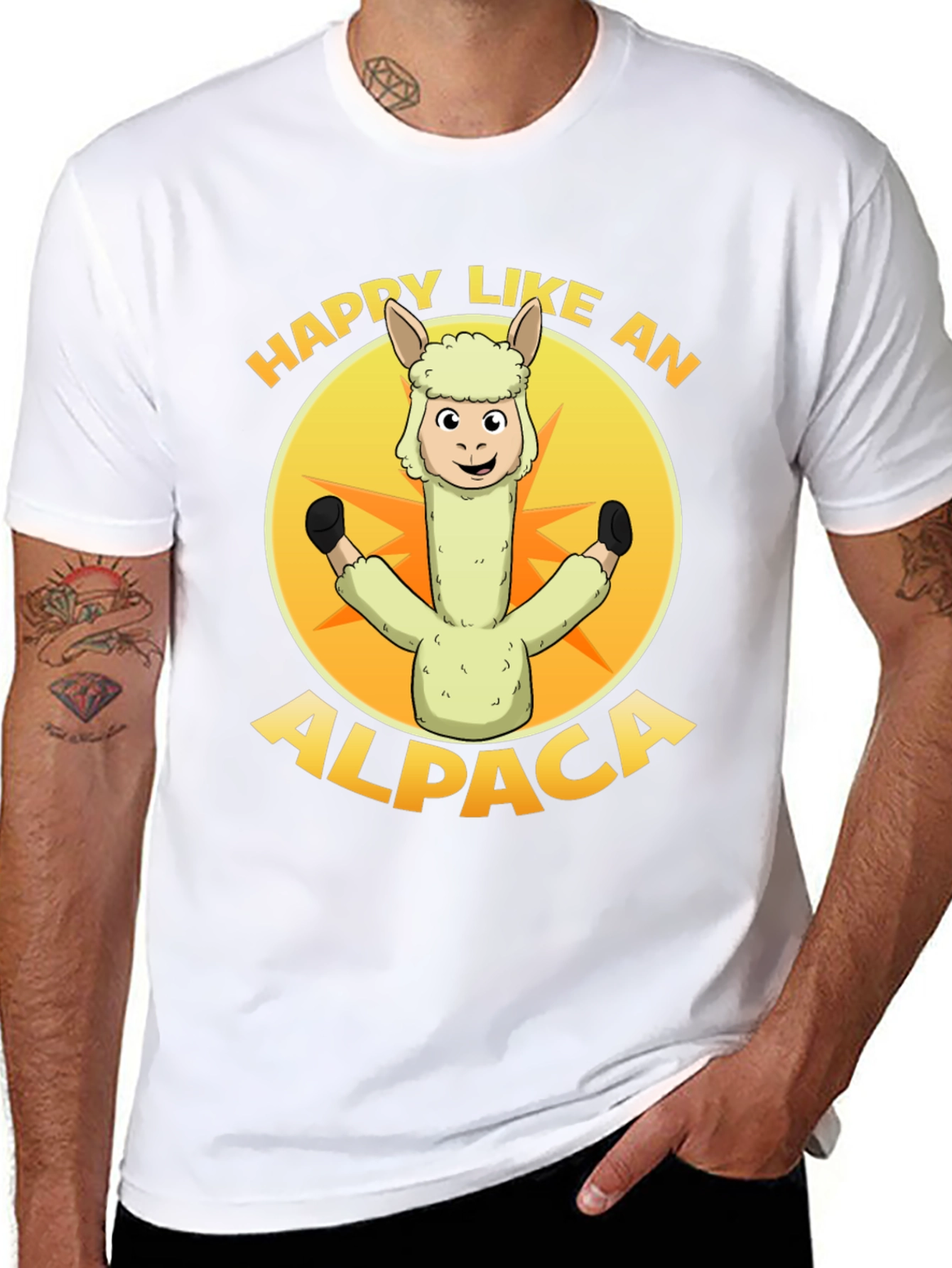 Black Happy Alpaca Graphic T-Shirt view 8