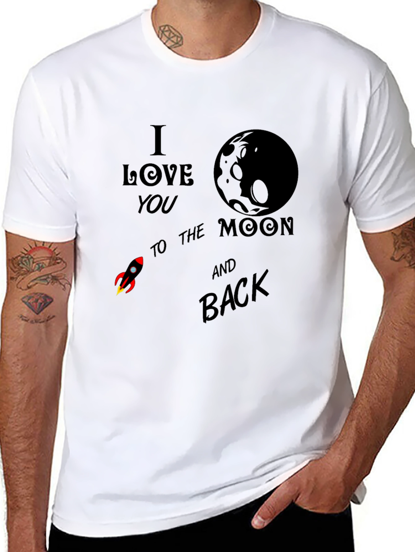 Black I Love You To The Moon & Back T-Shirt view 8