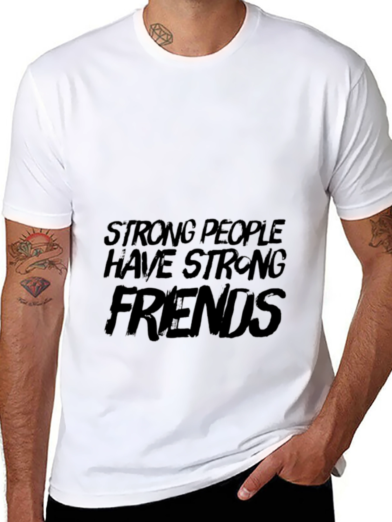 Black Strong People Friends Black Graphic Tee view 8
