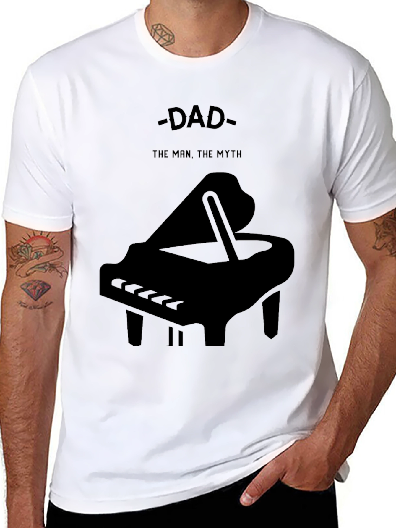 Black Dad The Man The Myth Piano Graphic T-Shirt view 8