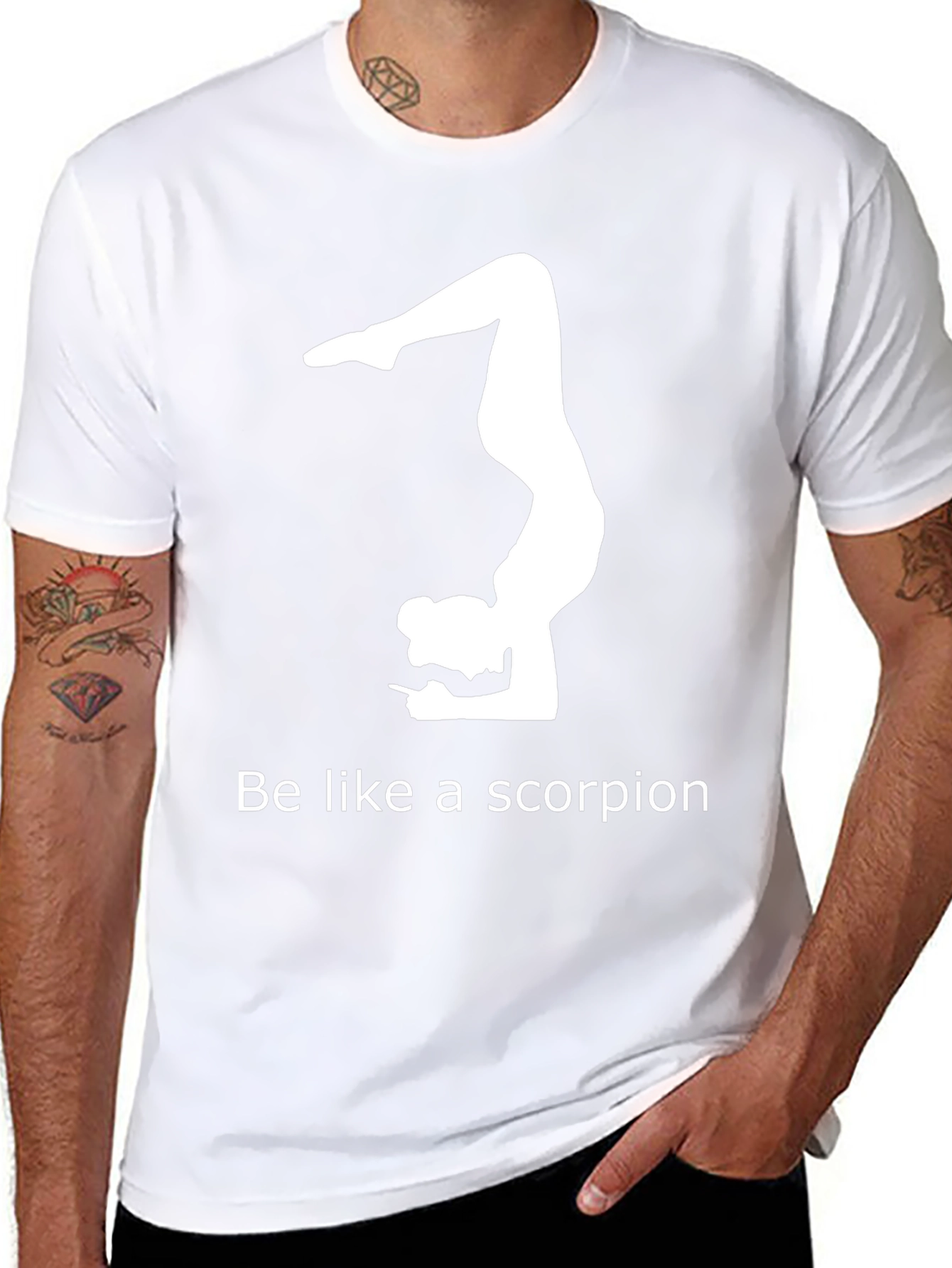 Black Yoga Scorpion Pose Graphic T-Shirt view 8