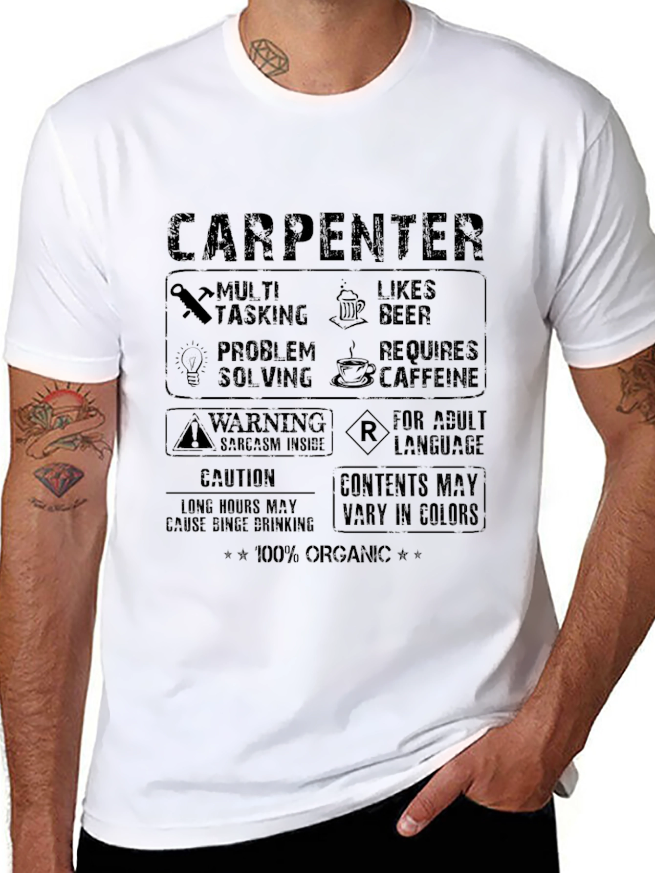 Black Carpenter Humor Graphic T-Shirt view 8