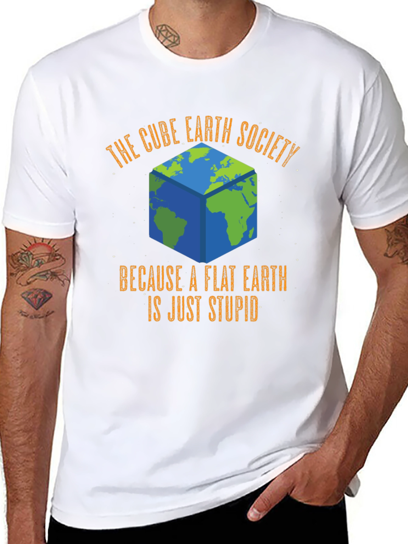 Black Cube Earth Society T-Shirt - Funny Flat Earth Conspiracy Tee view 8