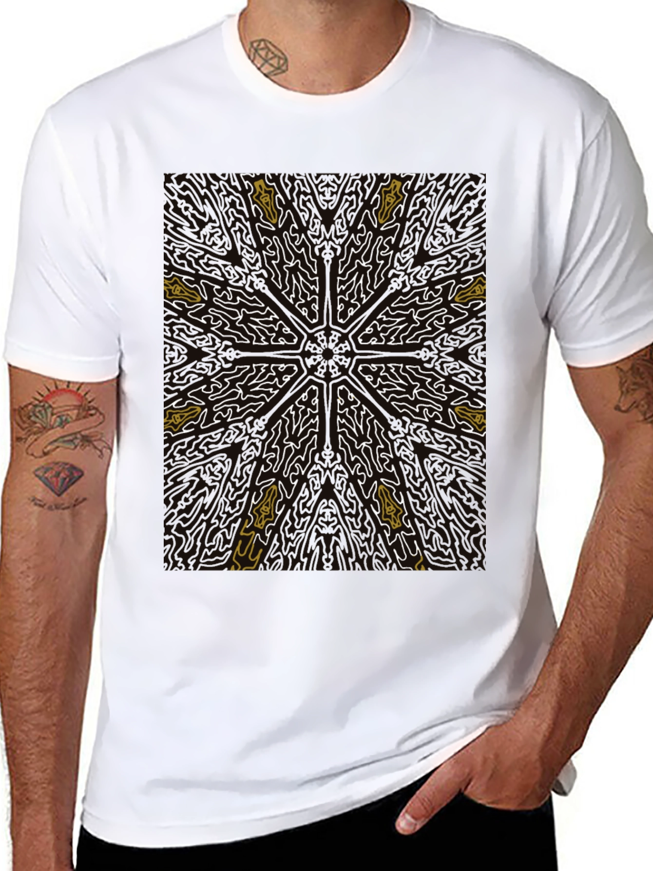 Black Abstract Starburst Graphic Tee - Black view 8
