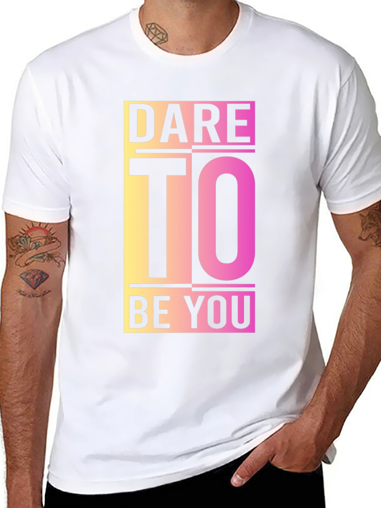 Black Dare To Be You Graphic Tee - Black Cotton Blend view 8