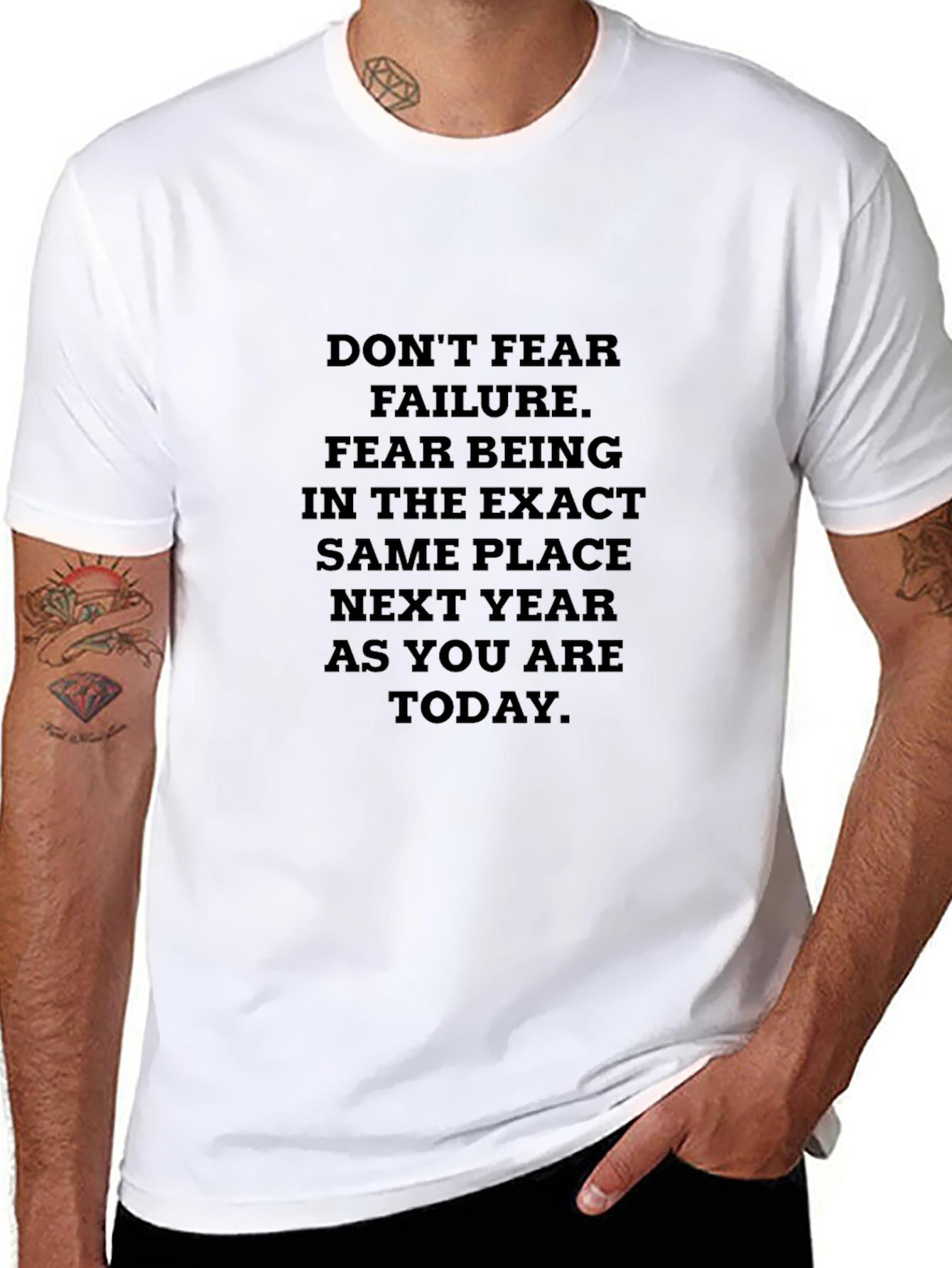 Black Motivational Quote T-Shirt: Don't Fear Failure view 8