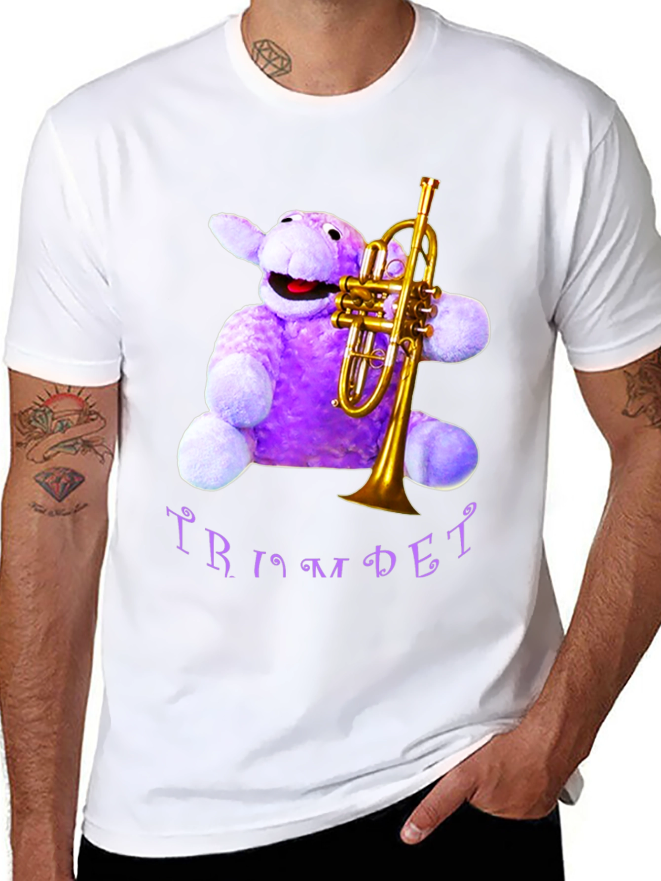 Black Purple Plush Trumpet T-Shirt view 8