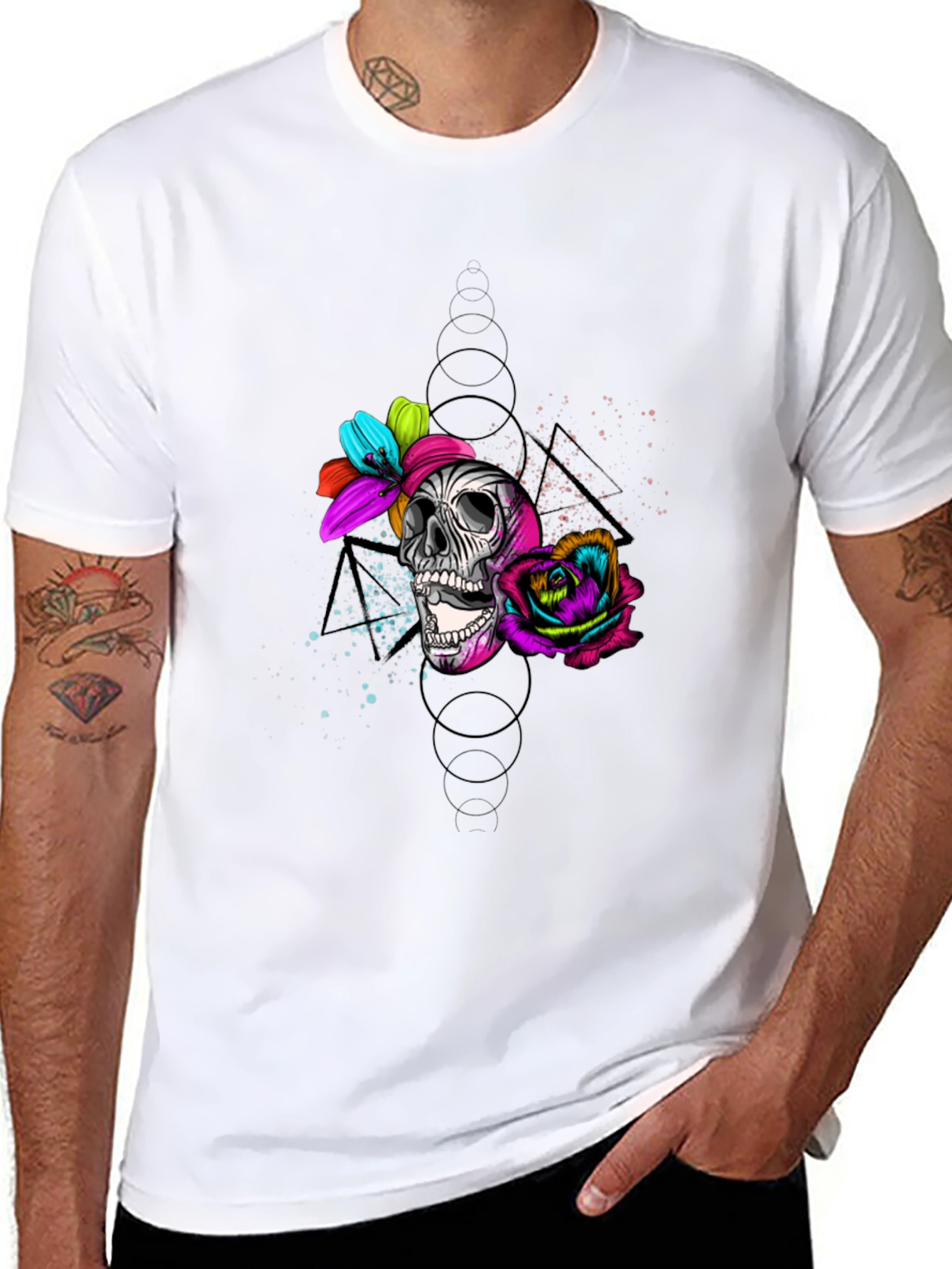Black Skull & Roses Graphic Tee - Edgy Style view 8
