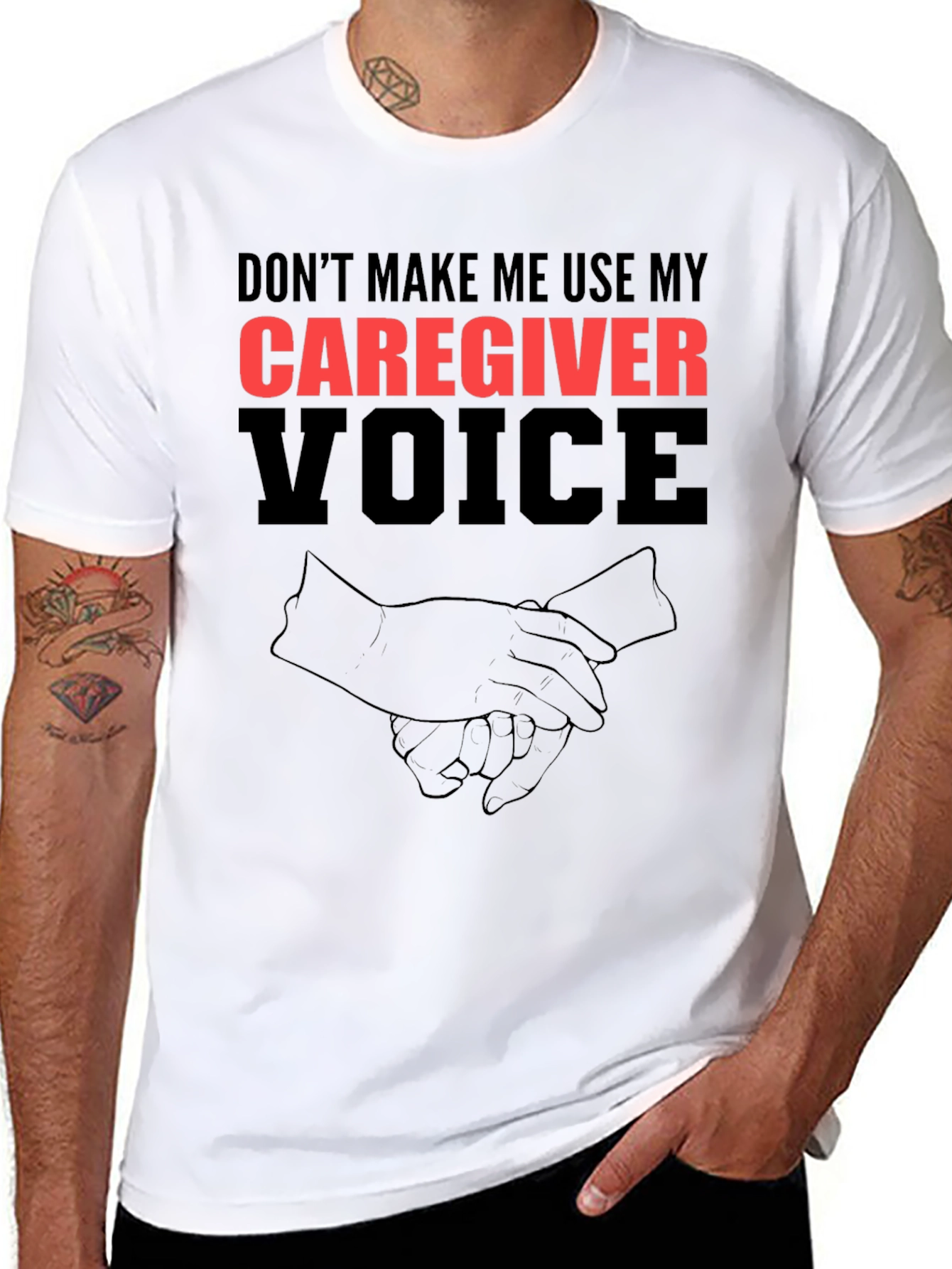 Black Caregiver Voice T-Shirt - Funny Graphic Tee view 8
