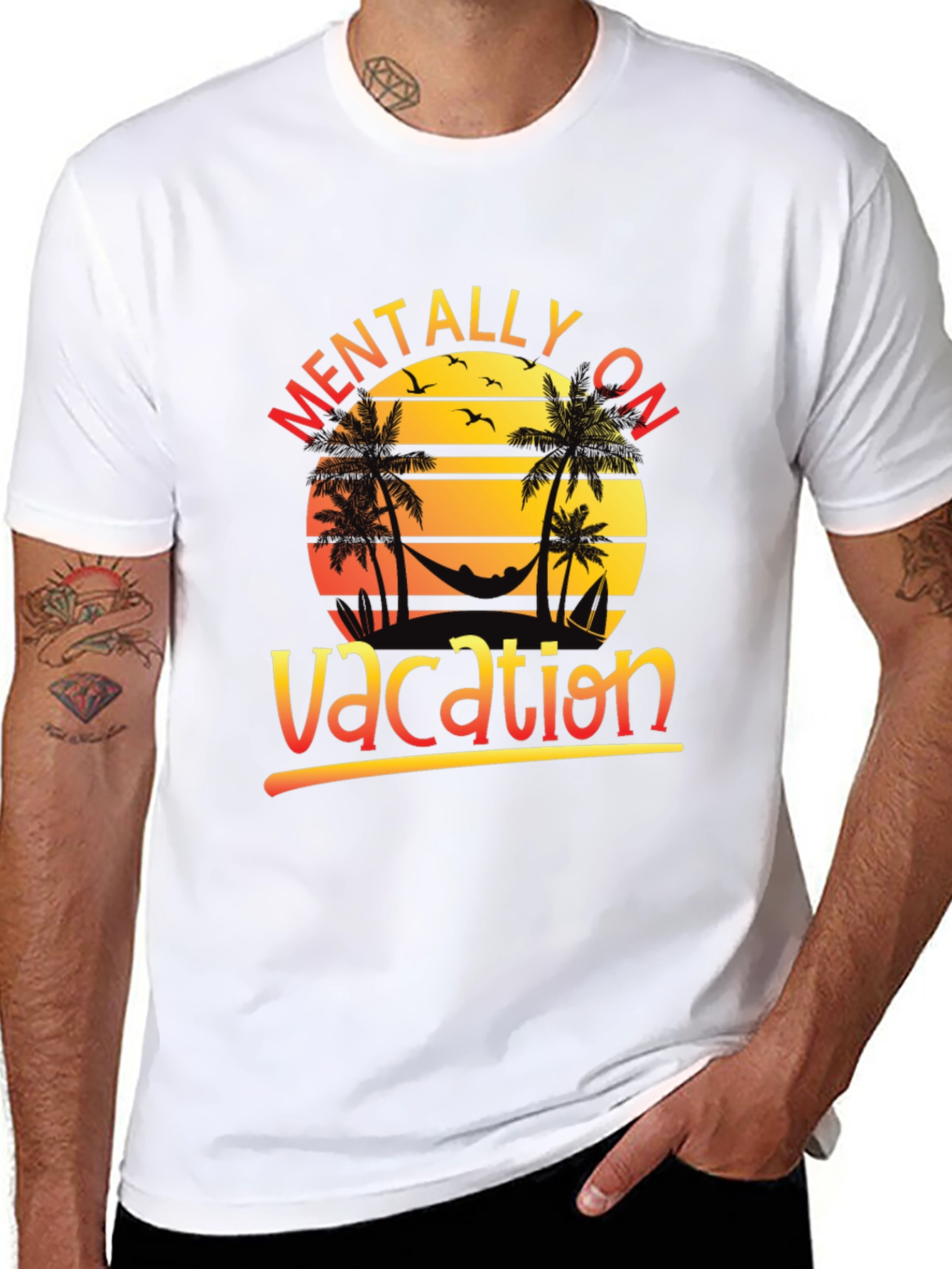 Black Mentally On Vacation Black T-Shirt view 8