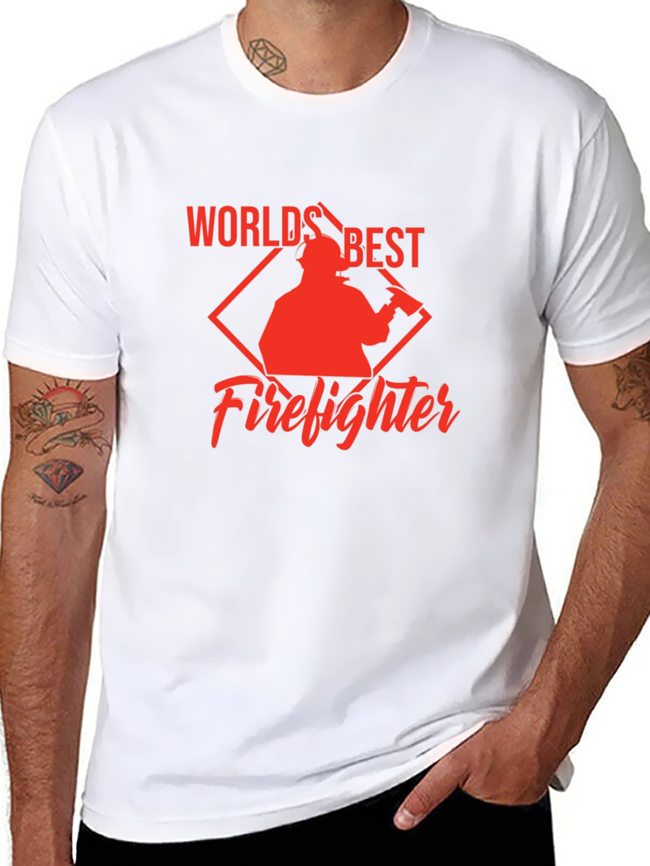 Black World's Best Firefighter Graphic T-Shirt view 8