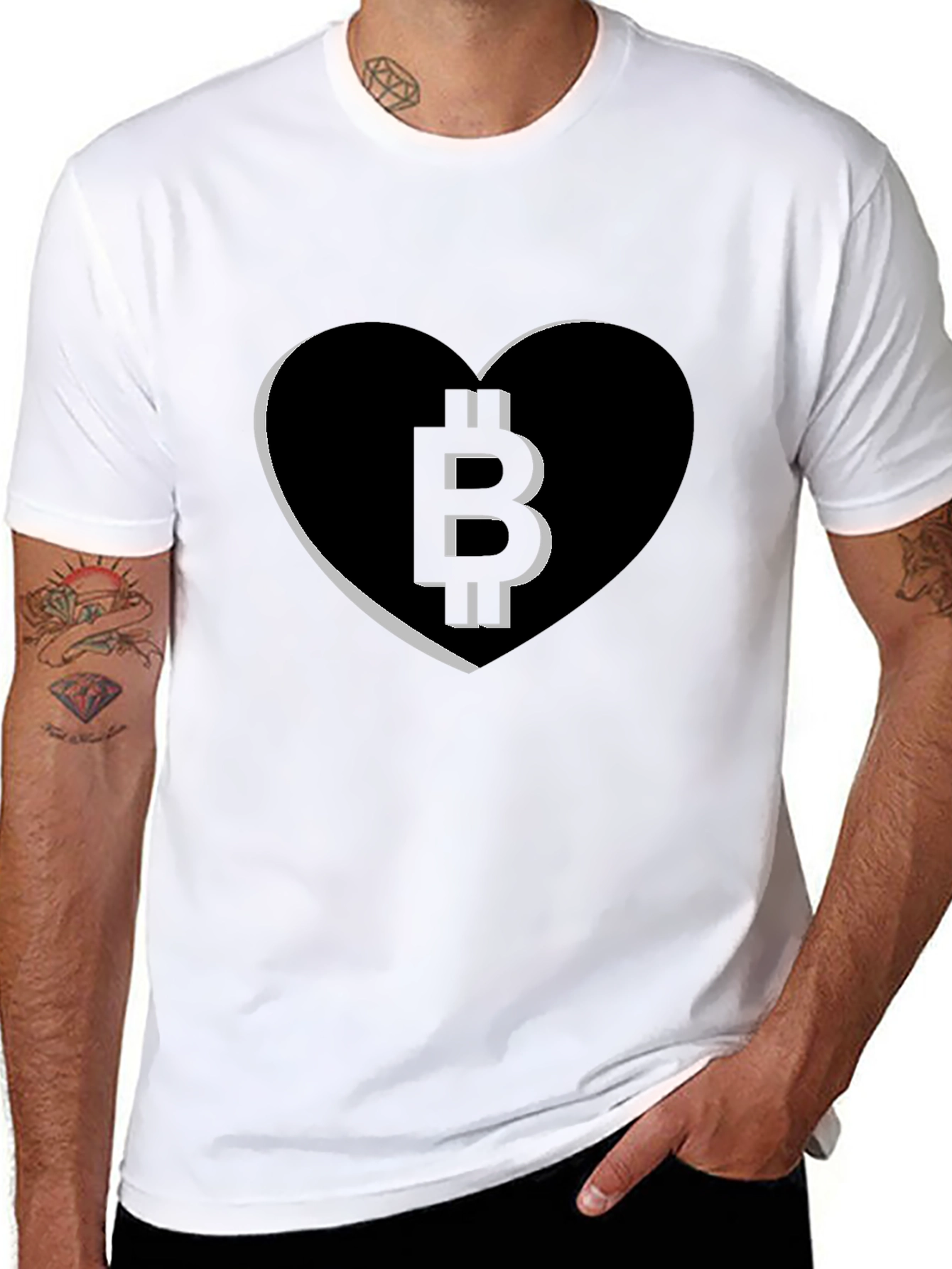 Black Bitcoin Heart Tee - Crypto Love T-Shirt view 8