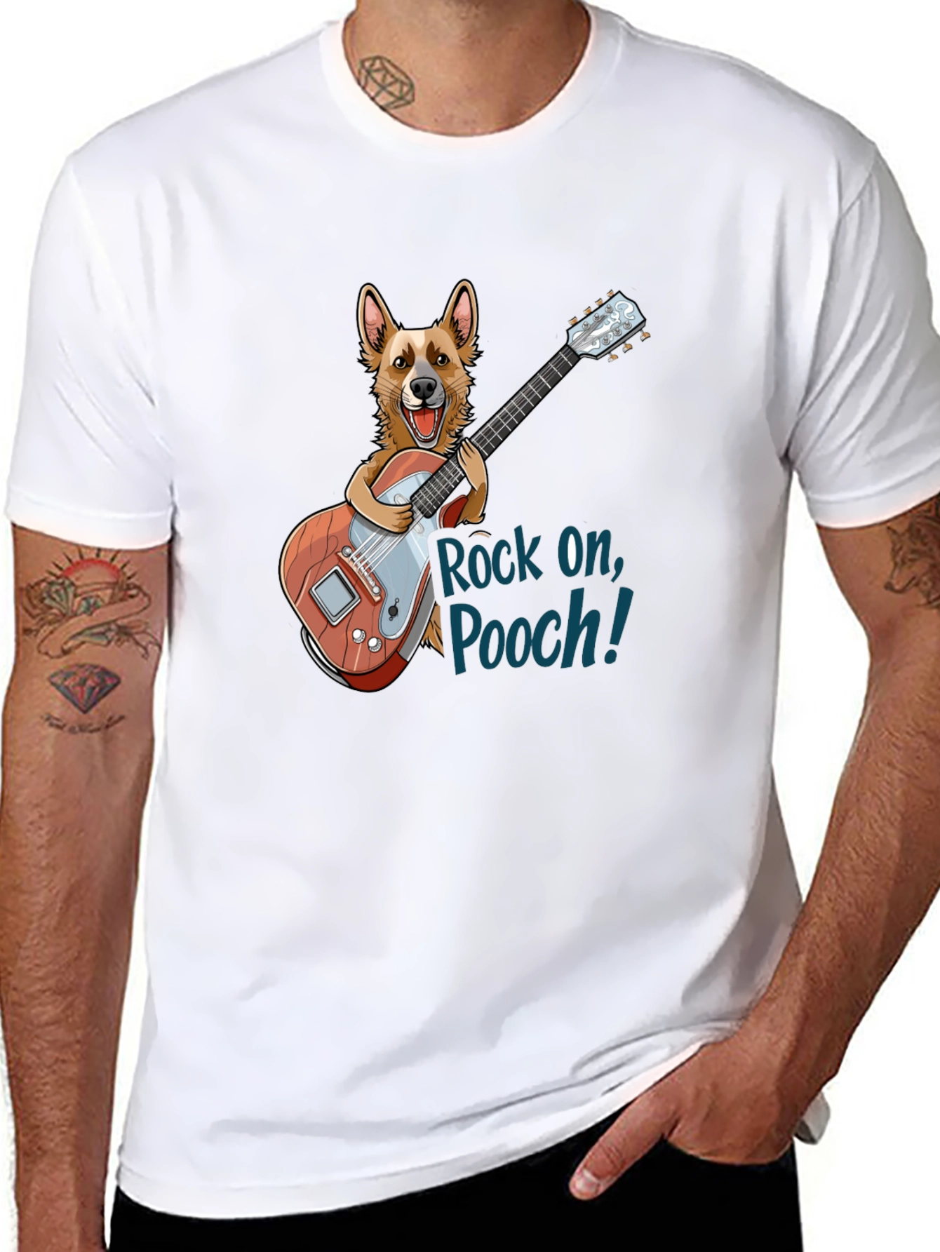 Rock On, Pooch! Novelty Graphic T-Shirt - 8