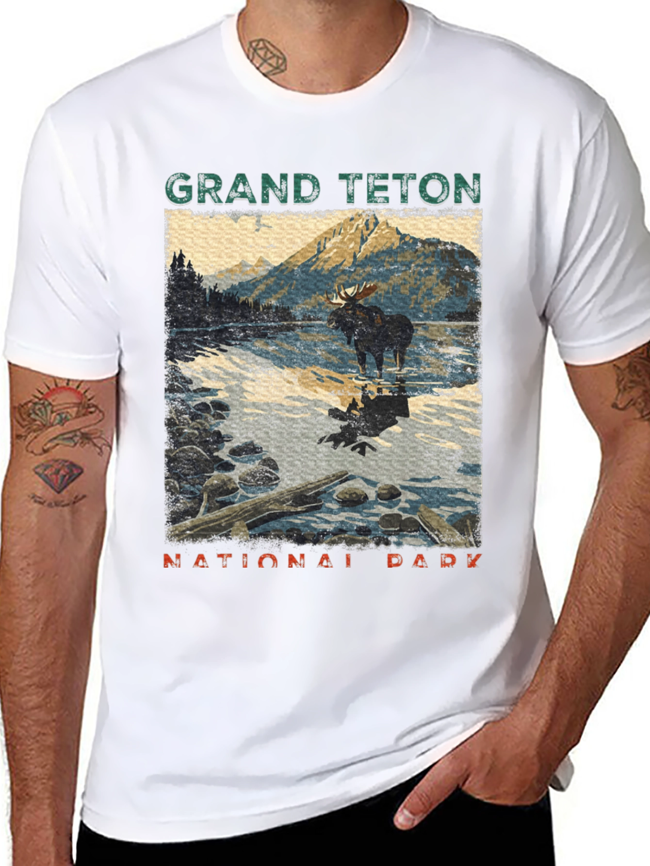 Black Grand Teton National Park Moose Graphic Tee view 8
