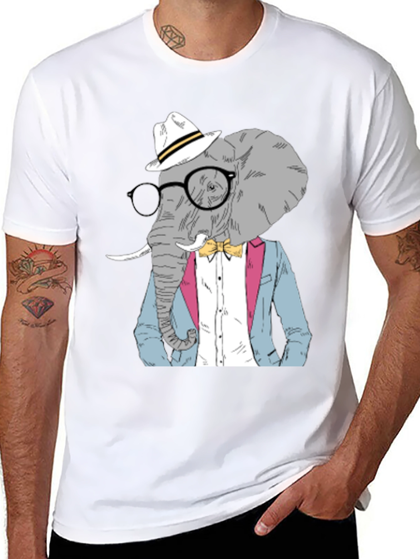 Black Elephant Gentleman Graphic Tee - Unique Style view 8