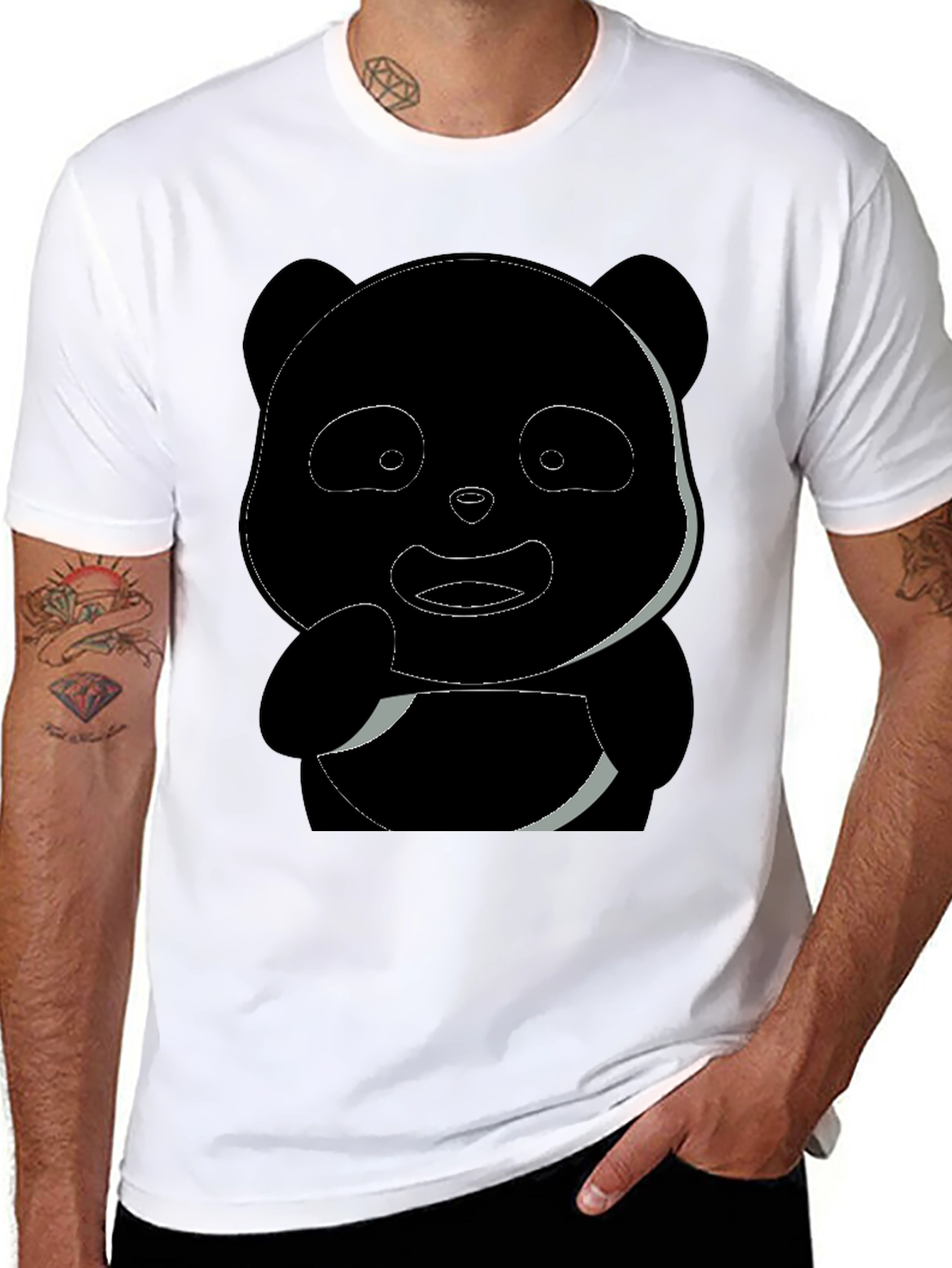 Black Panda Graphic Men's Black T-Shirt view 8