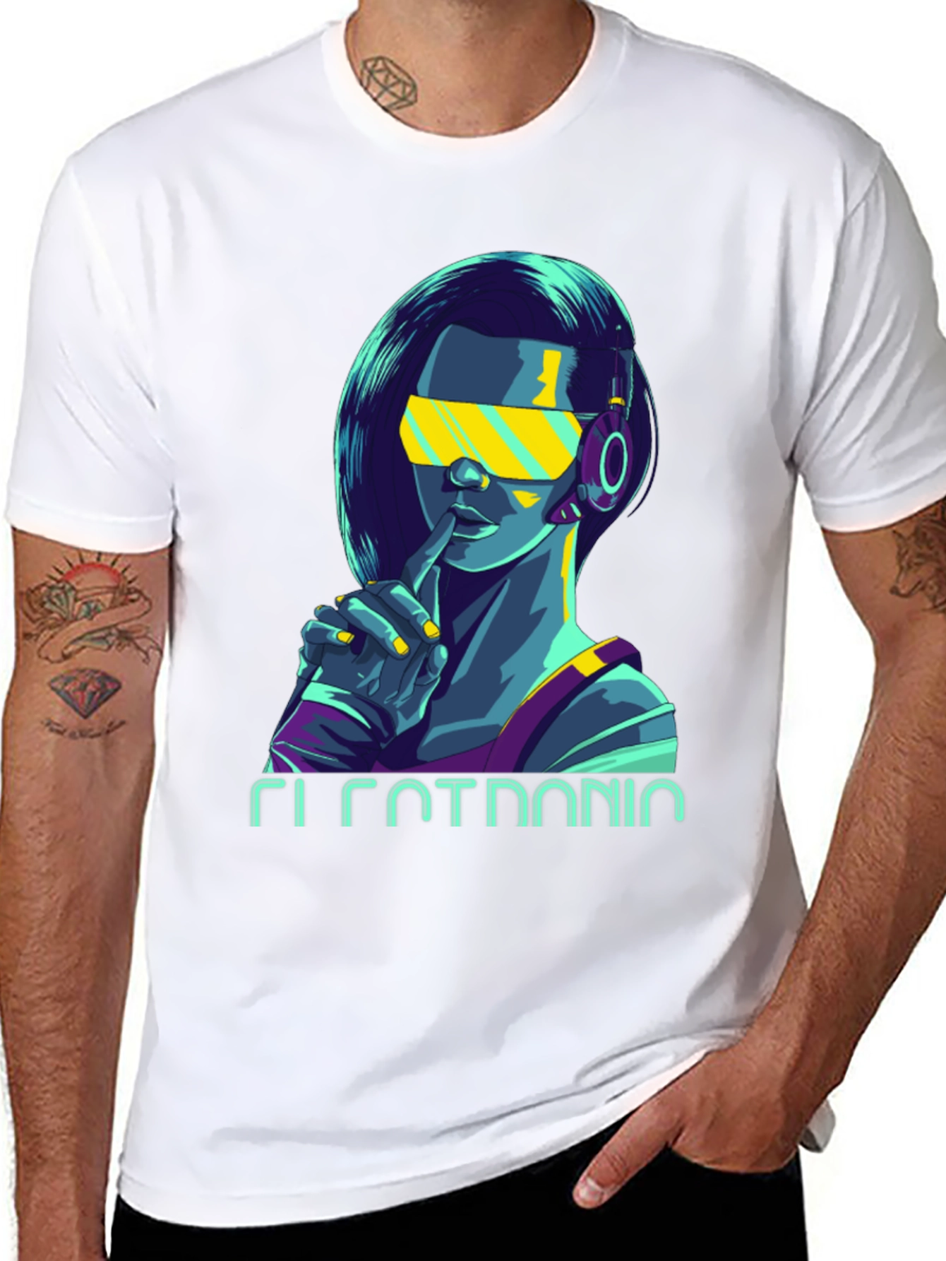 Black Cyberpunk Girl Graphic Tee - Stylish Black Cotton T-Shirt view 8