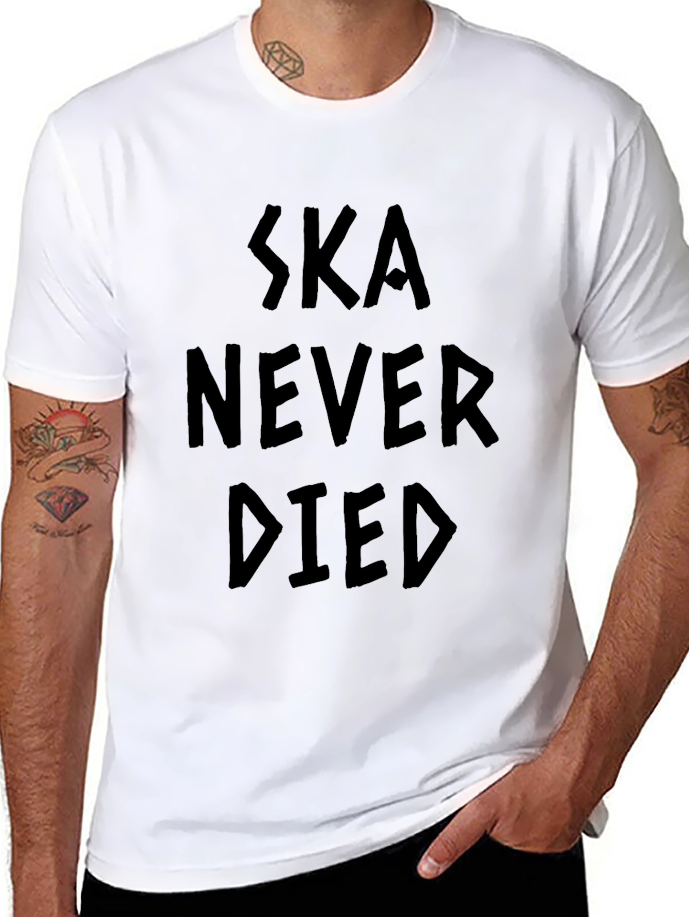 Black Ska Never Died Graphic Tee - Black Cotton T-Shirt view 8