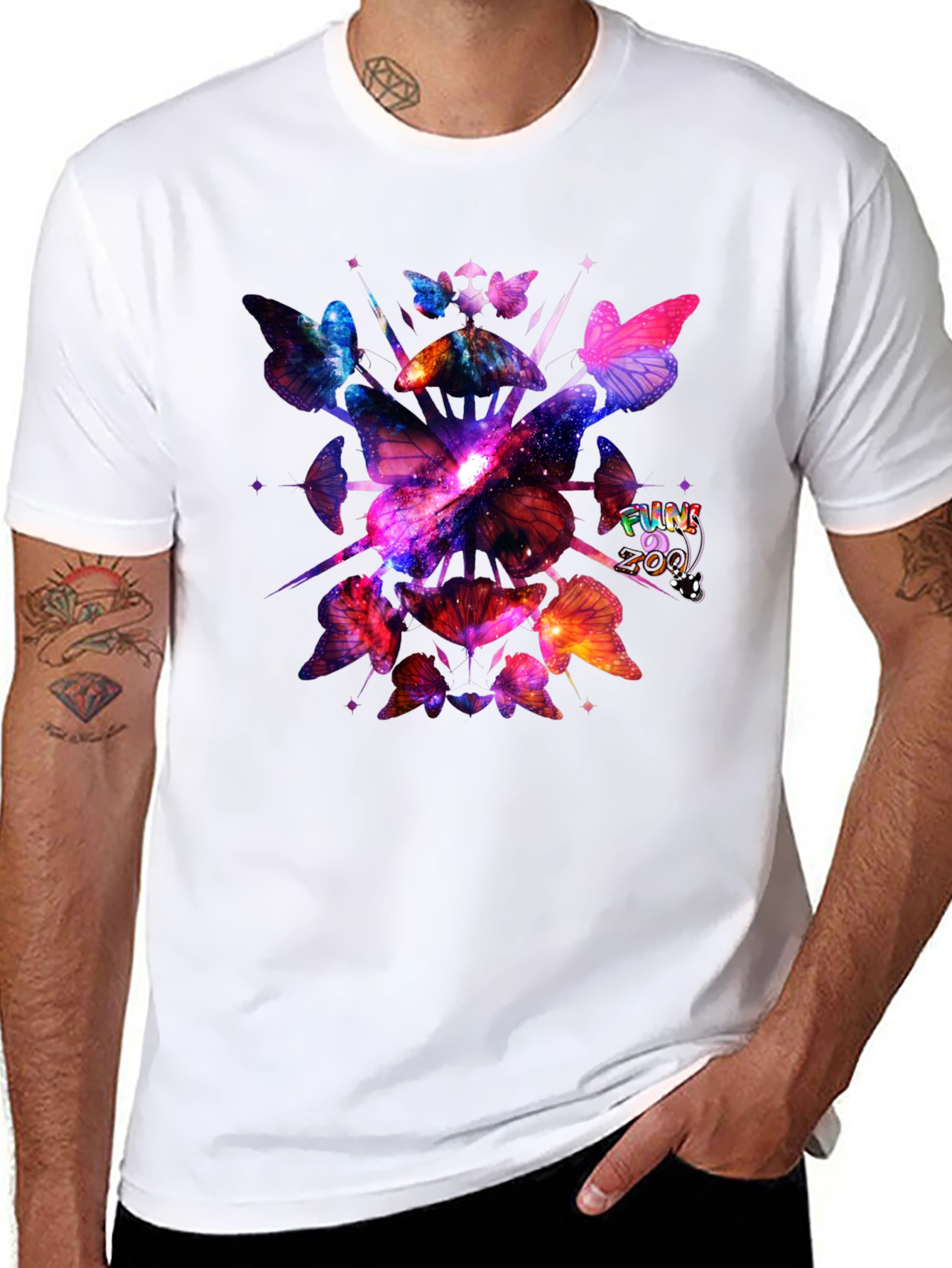 Black Galaxy Butterfly Graphic Black T-Shirt view 8