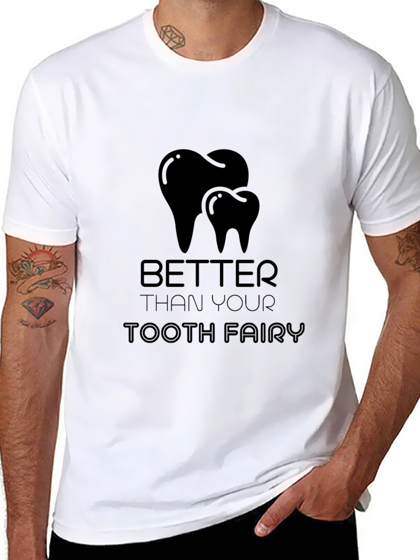 Black Better Than Your Tooth Fairy Black Graphic T-Shirt view 8