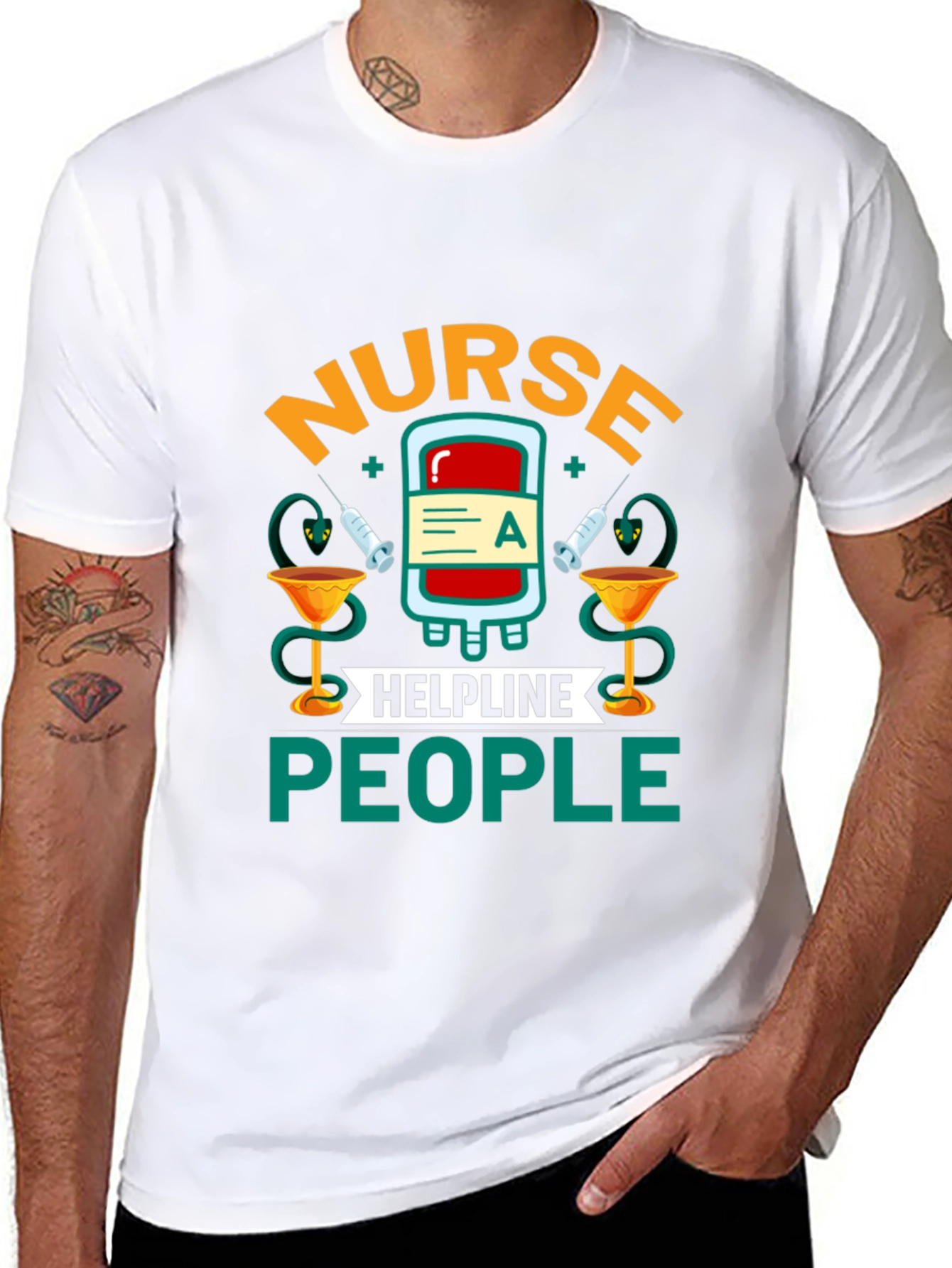 Black Nurse Helpline People Graphic T-Shirt view 8