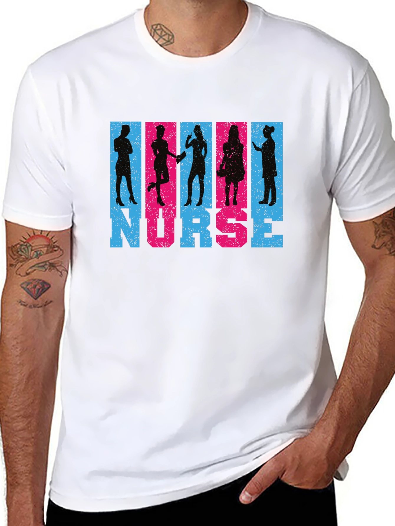 Black Nurse Silhouette Graphic T-Shirt view 8