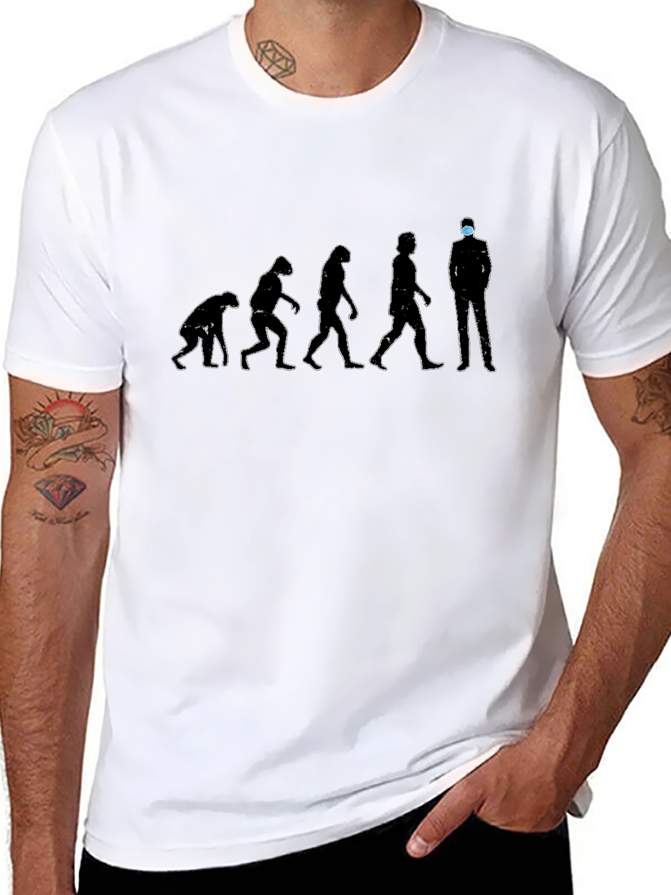 Black Evolution of Man T-Shirt - Masked Edition view 8