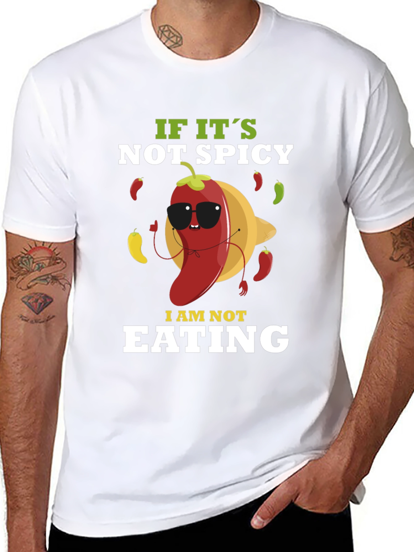 Black Spicy Food Lover T-Shirt - "If It's Not Spicy, I Am Not Eating" view 8