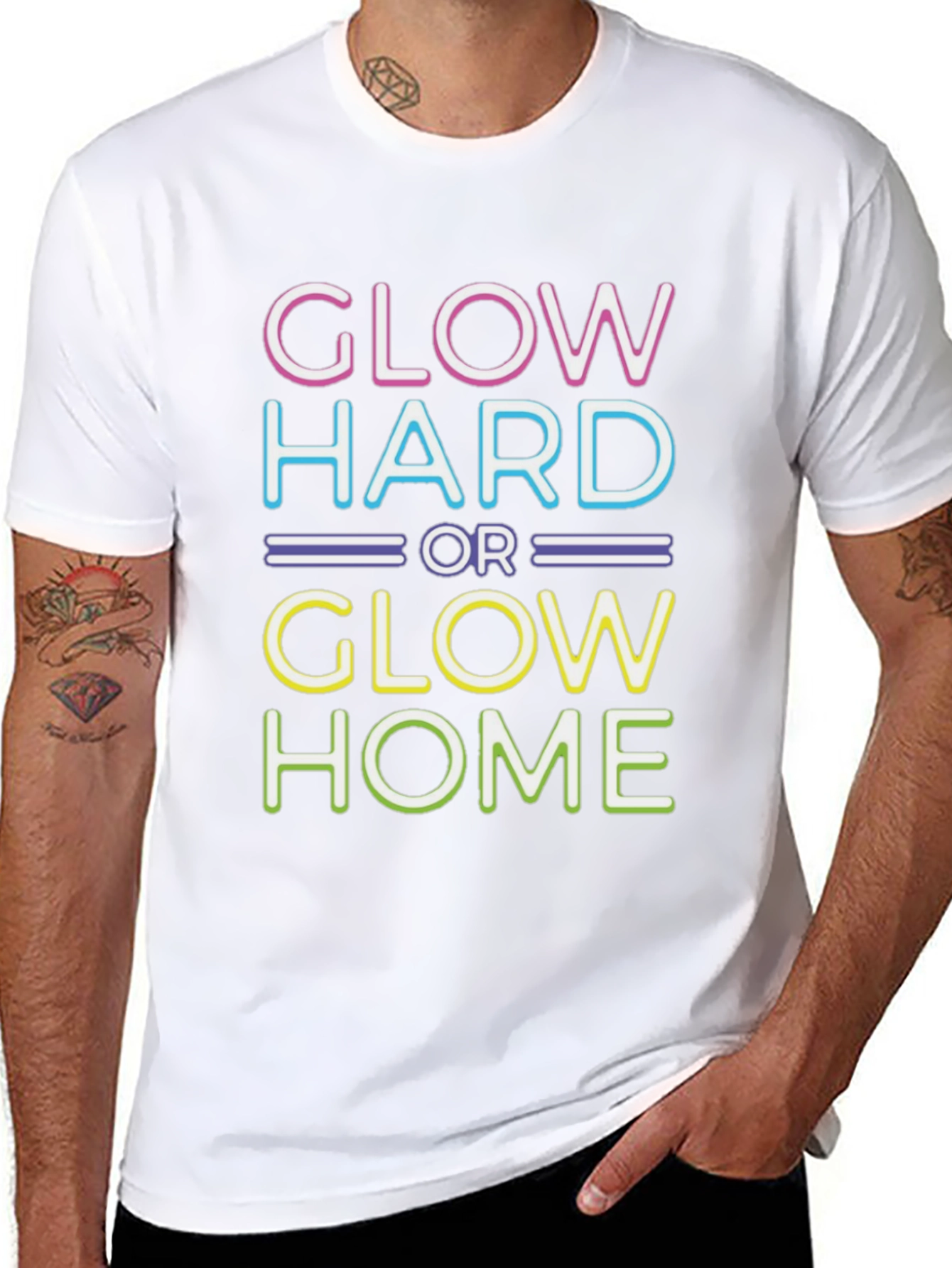 Black Glow Hard or Glow Home T-Shirt view 8